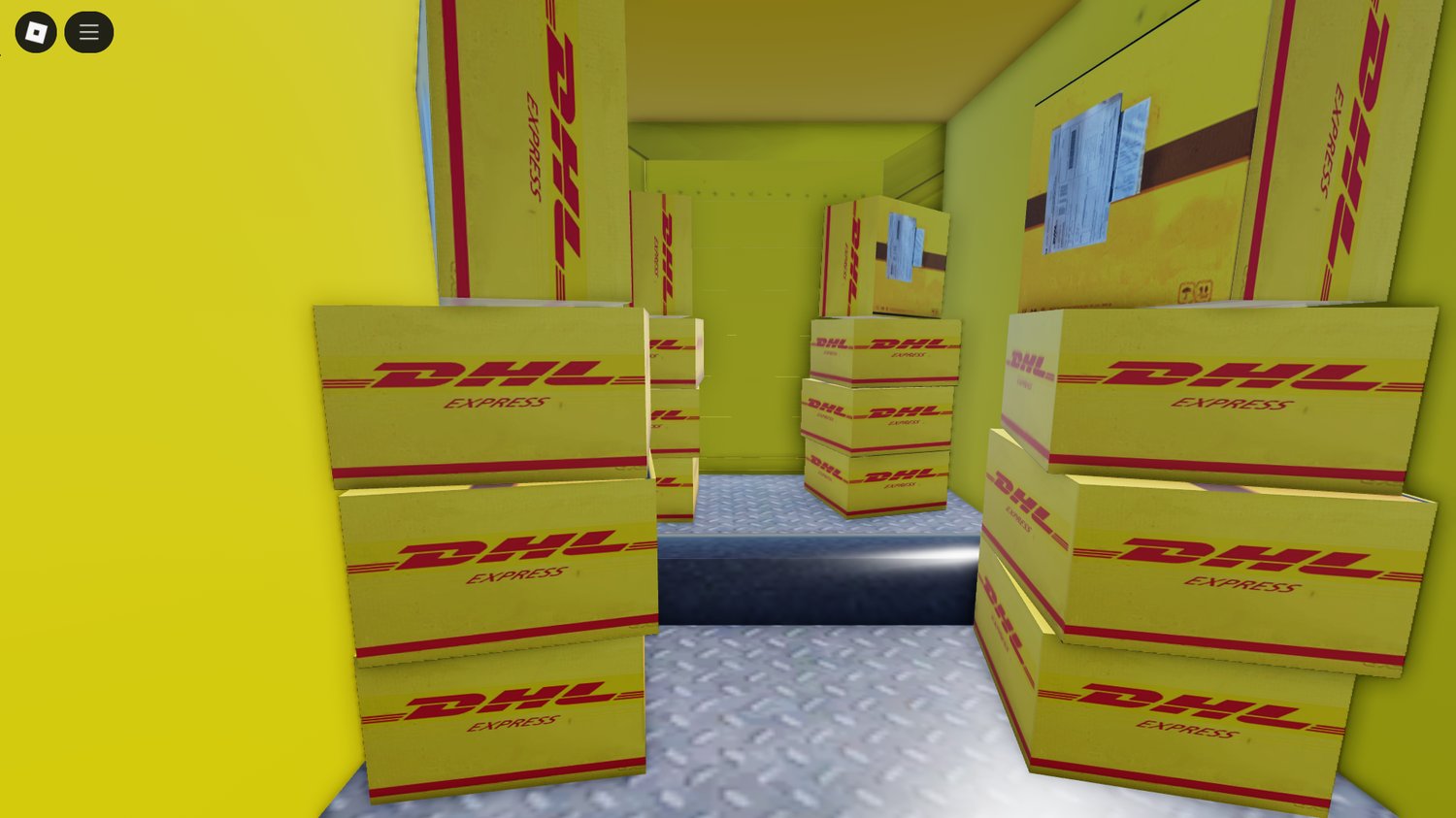 Driving DHL delivery van in Roblox city RP