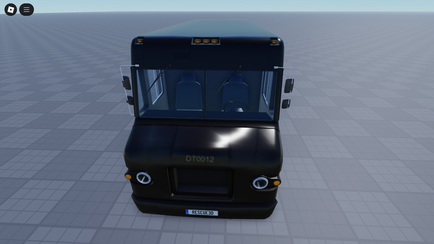 Interior cabin with driver and passenger seats