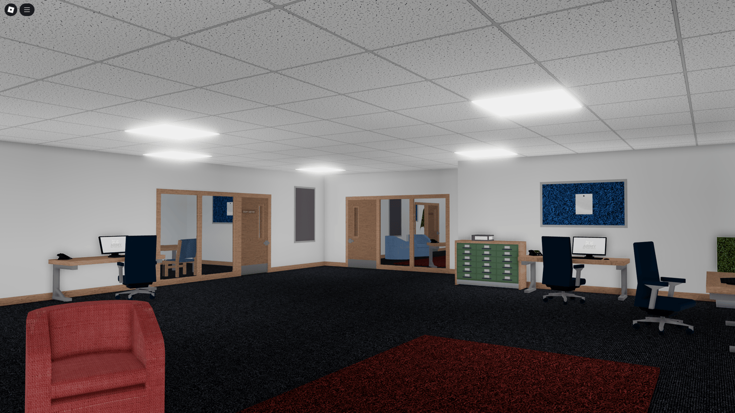 Briefing rooms and furnished military offices in Roblox base