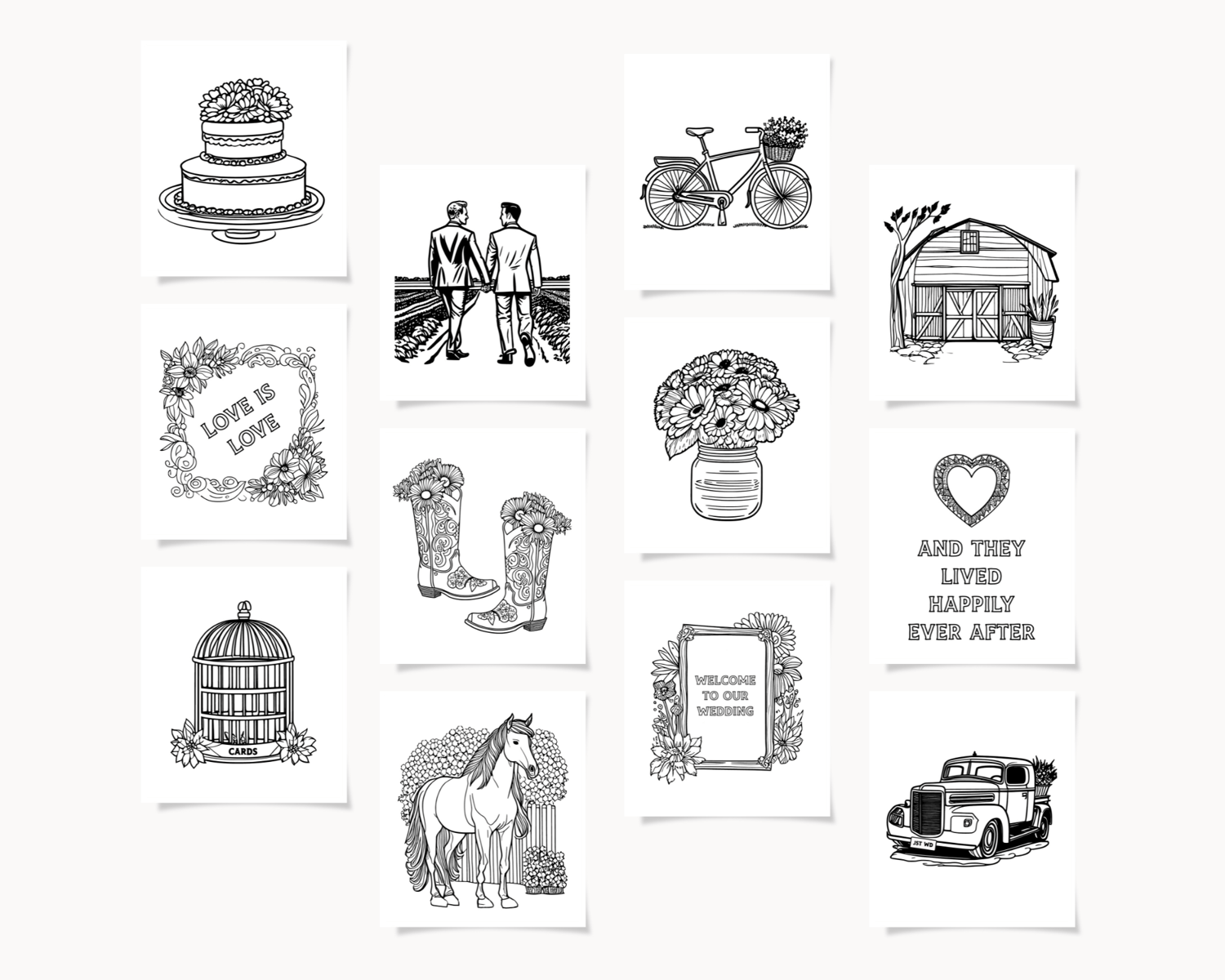 LGBTQ Rustic Wedding Kids Coloring Pages