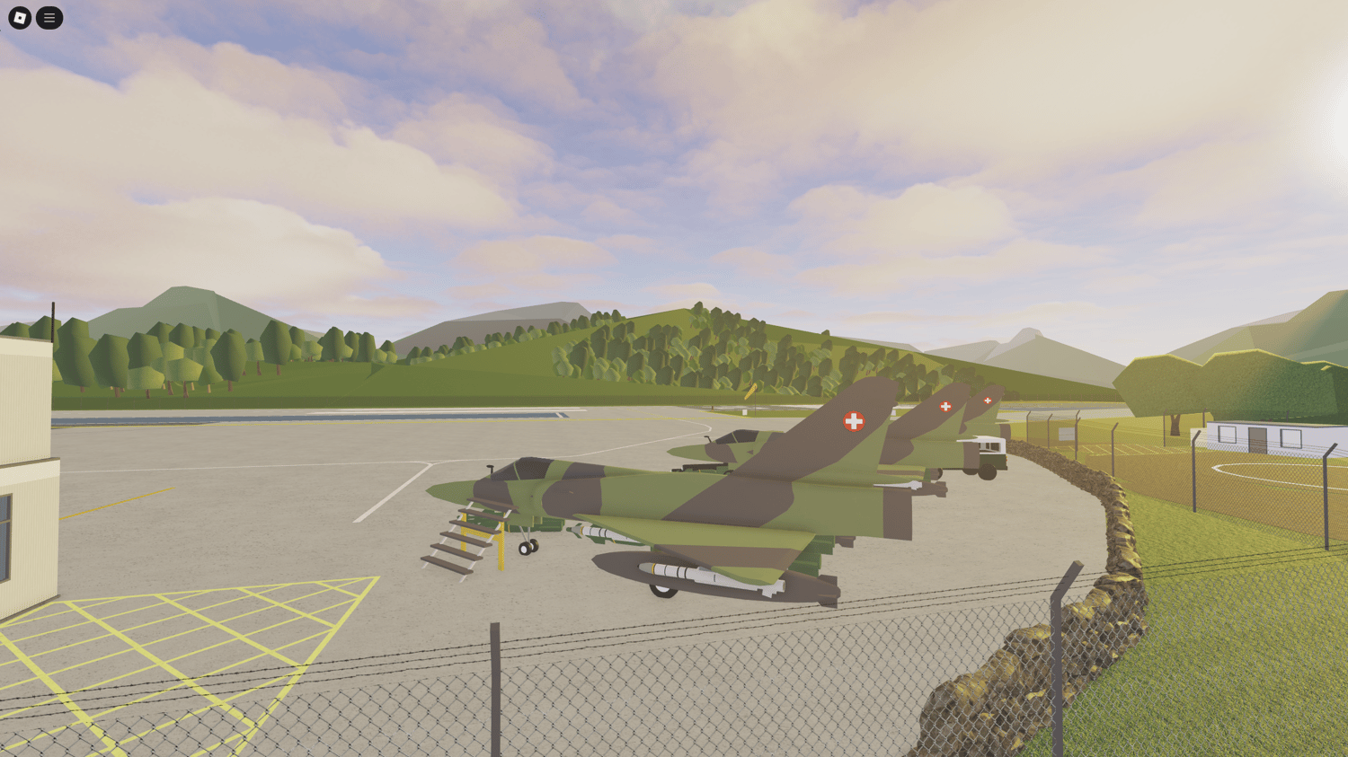 Interior of hangars and airport terminal in Roblox