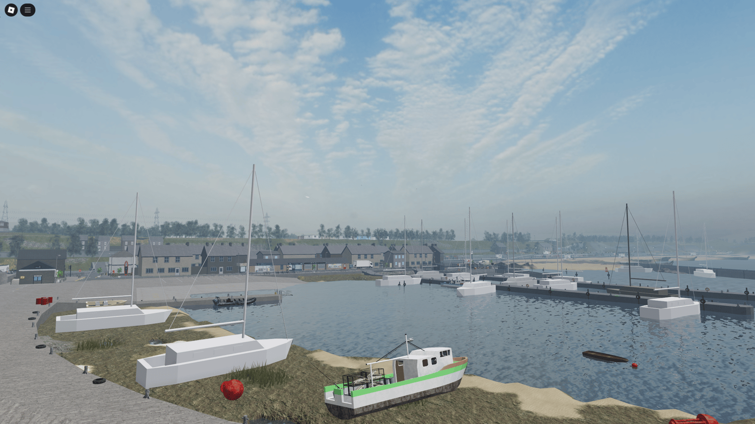Realistic shoreline and ocean scene in Roblox