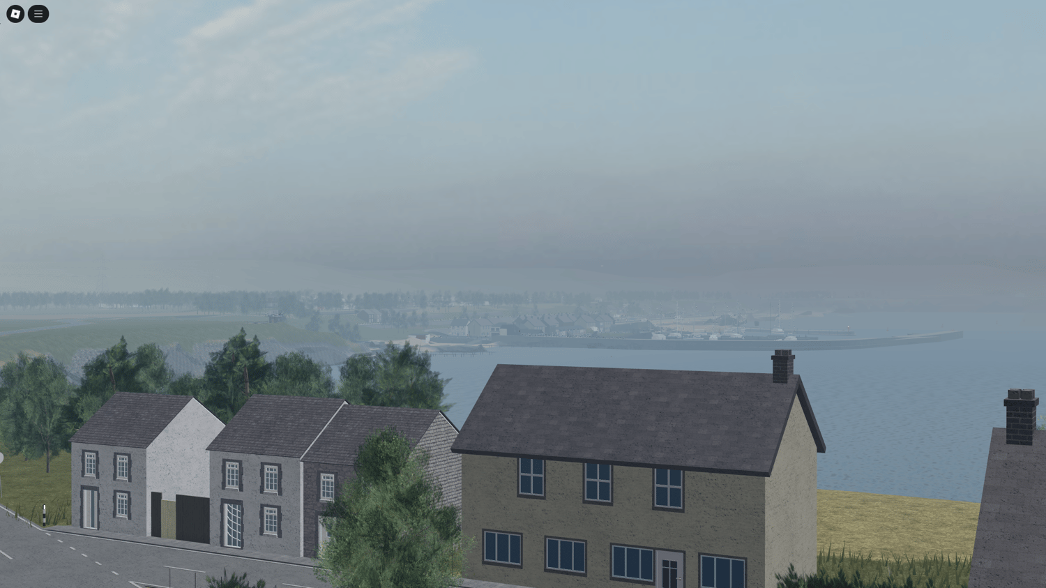 Summer setting with roads leading to the coast