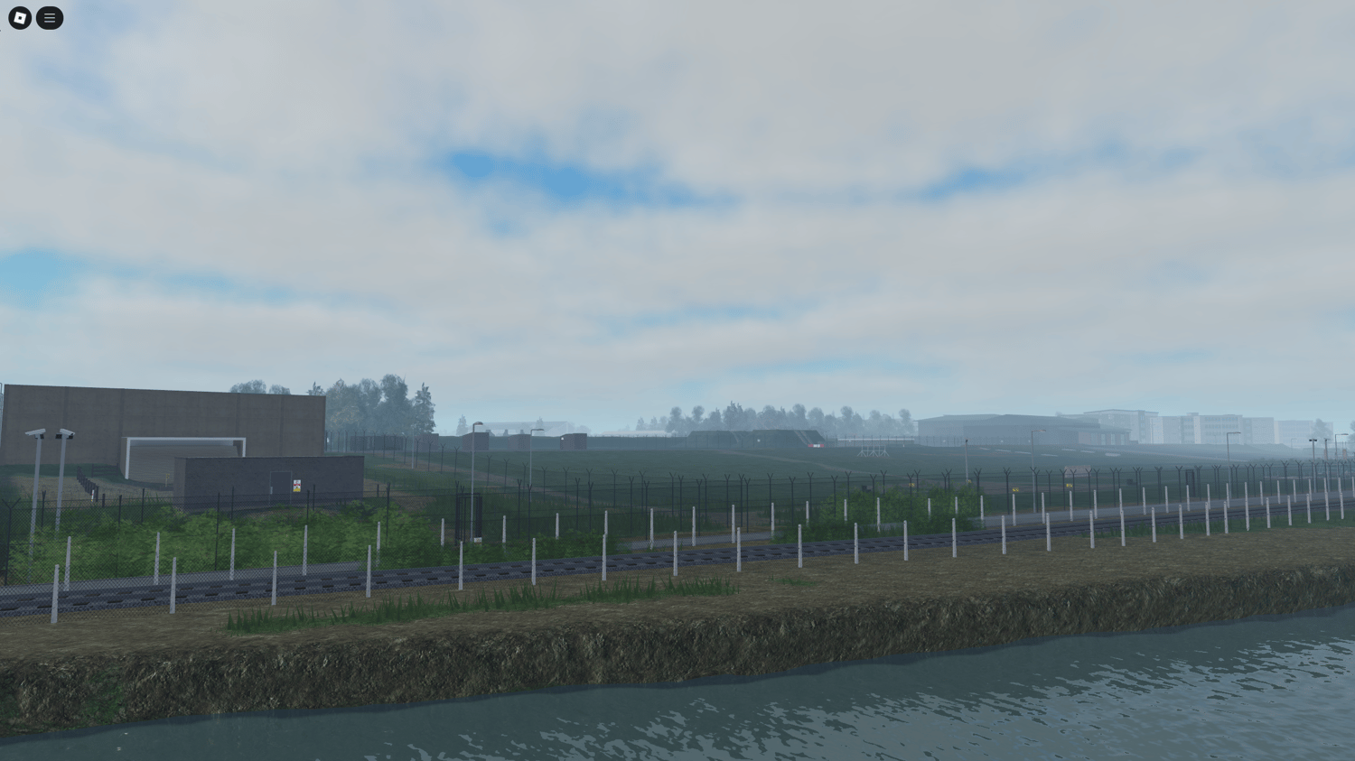 Roblox military base with dozens of buildings