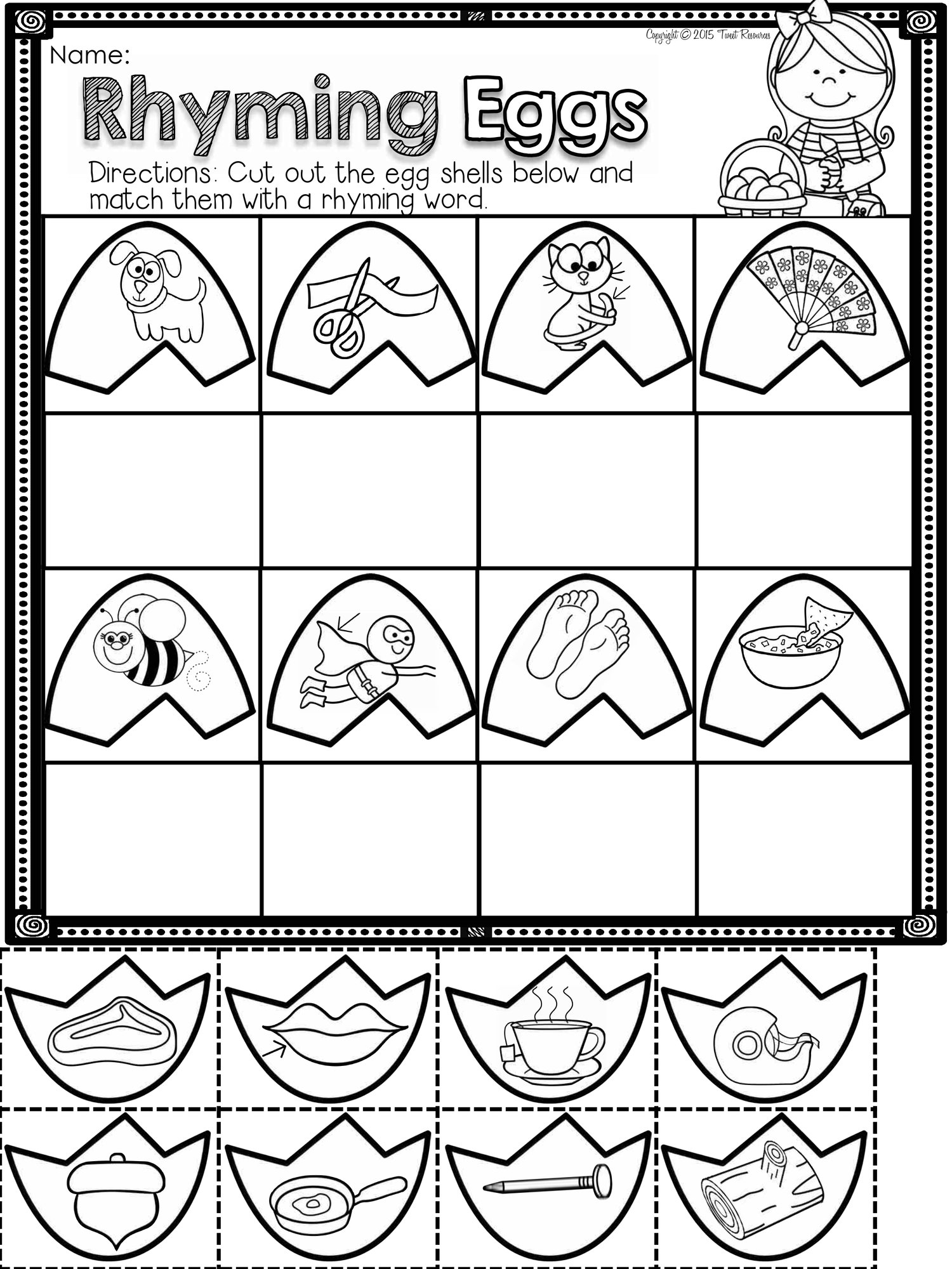 Kindergarten No Printables for Easter! 35 pages of Math & Literacy Worksheets!