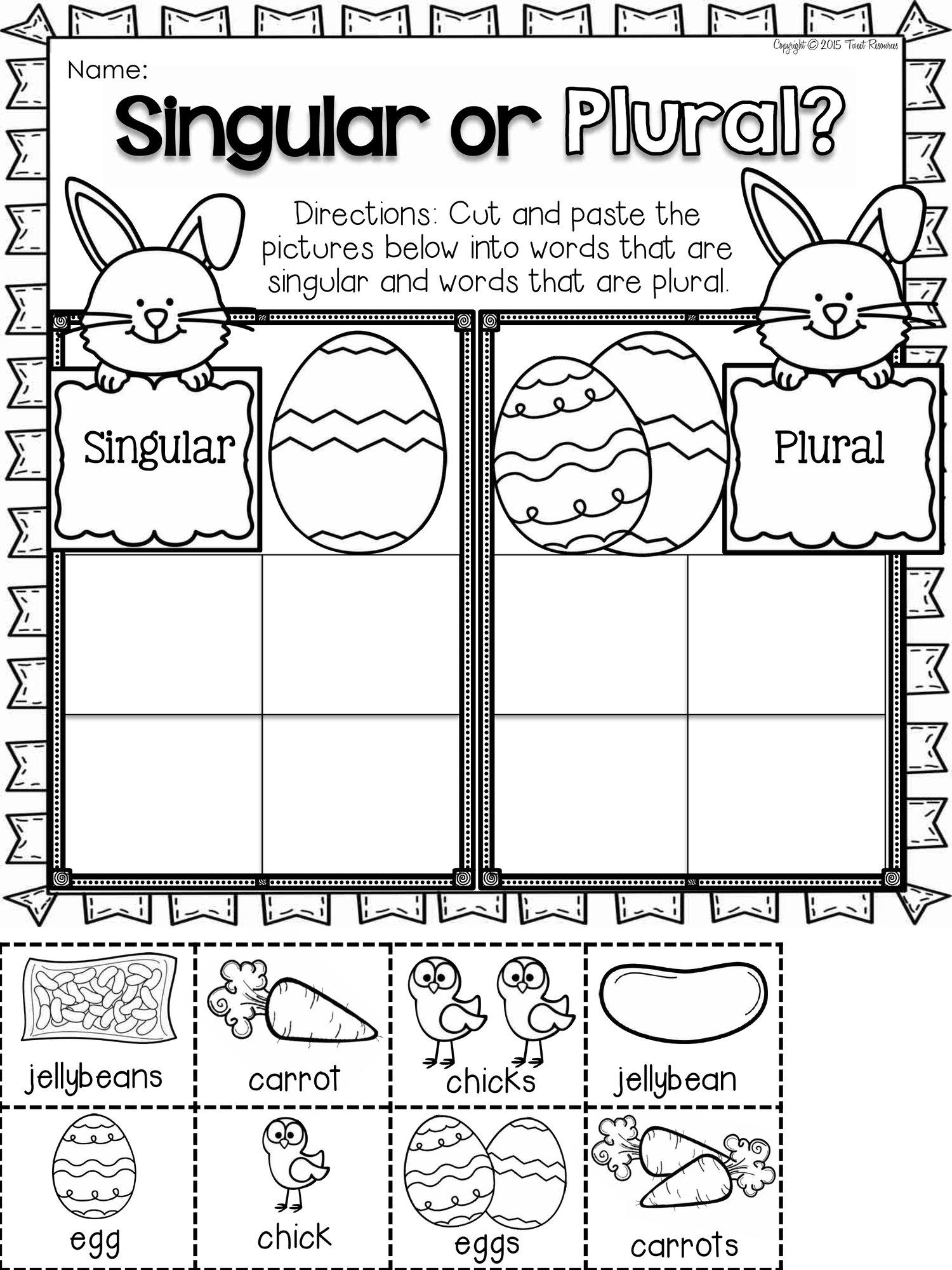 Kindergarten No Printables for Easter! 35 pages of Math & Literacy Worksheets!