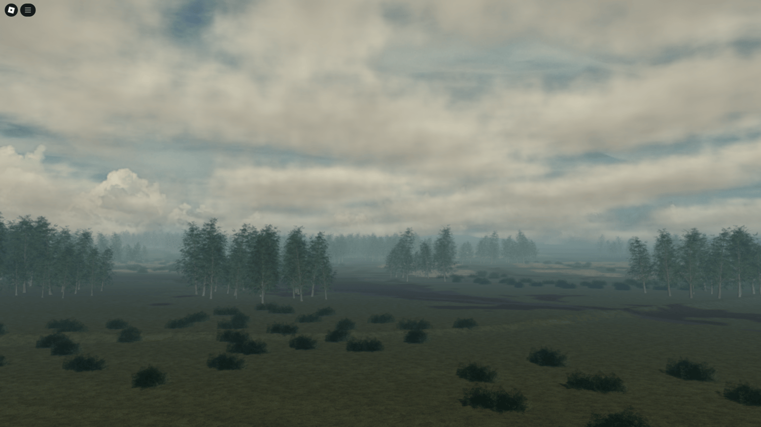Rocky terrain and open fields in Roblox
