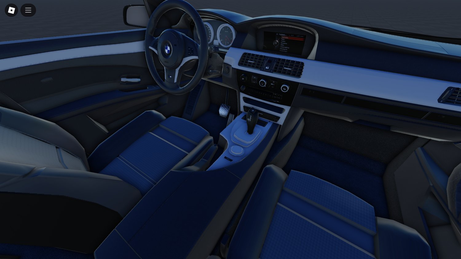 Interior dashboard of BMW 520d in Roblox