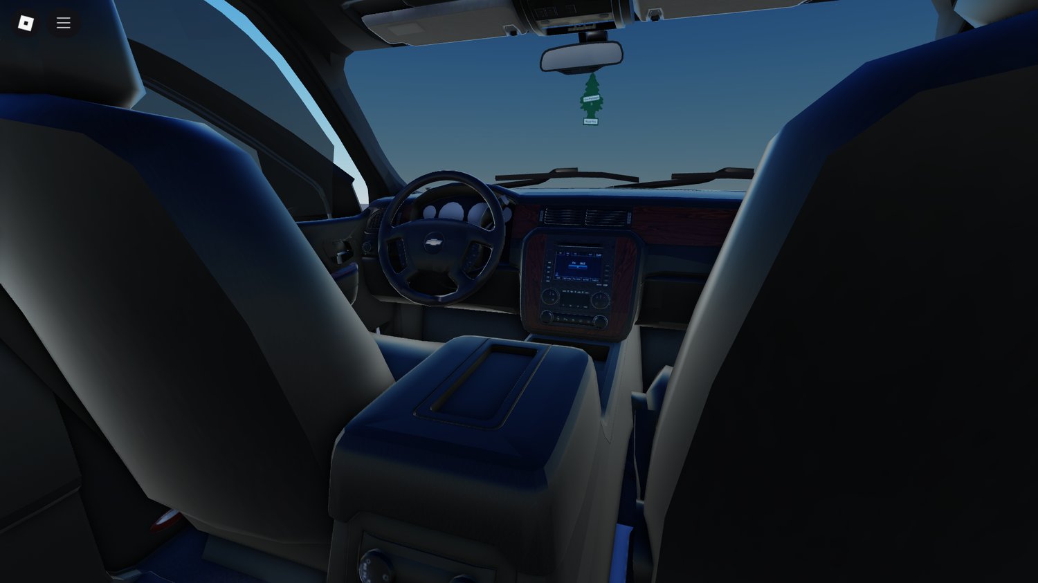 Interior cabin of Tahoe LTZ SUV in Roblox