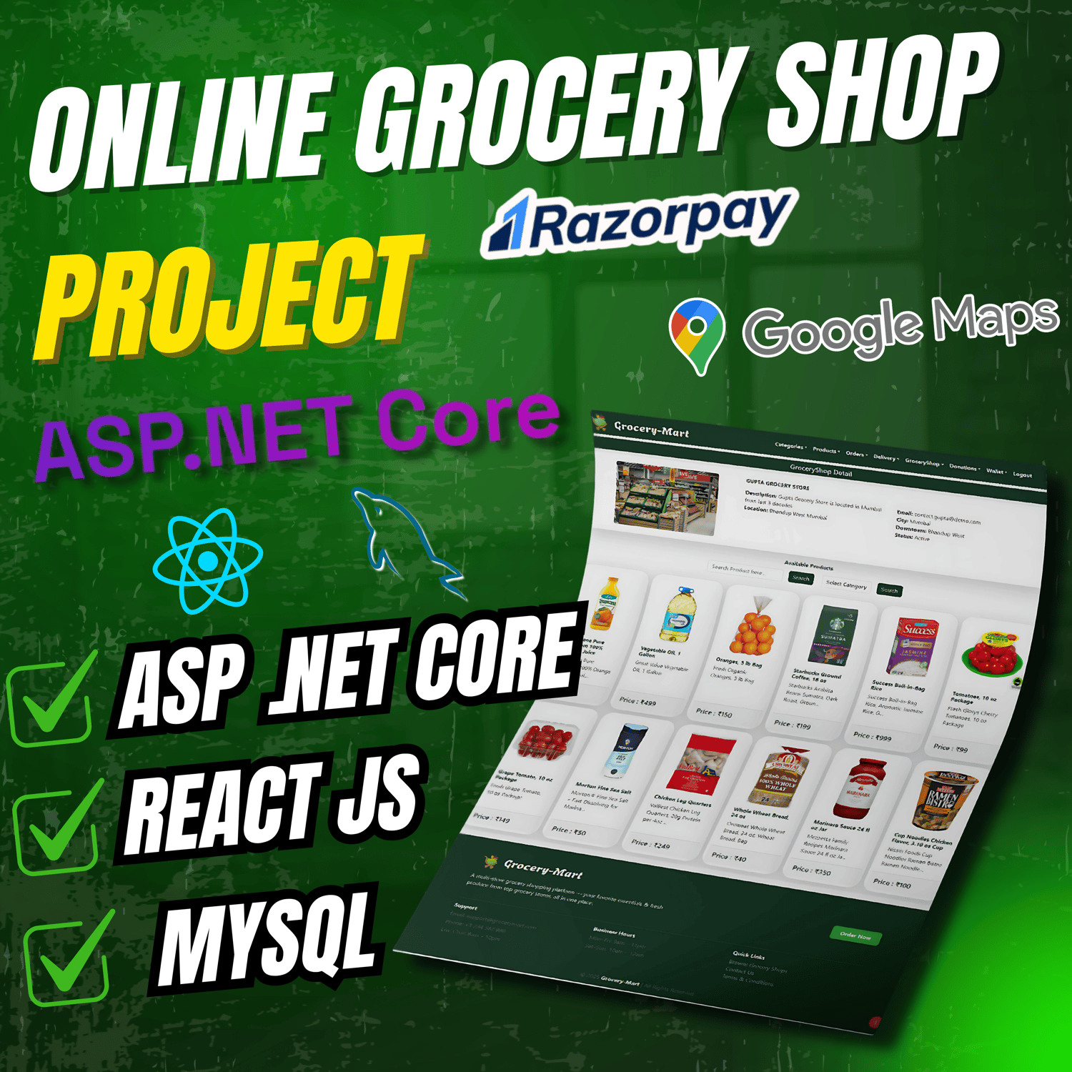 grocery shopping system project source code asp dot net react js