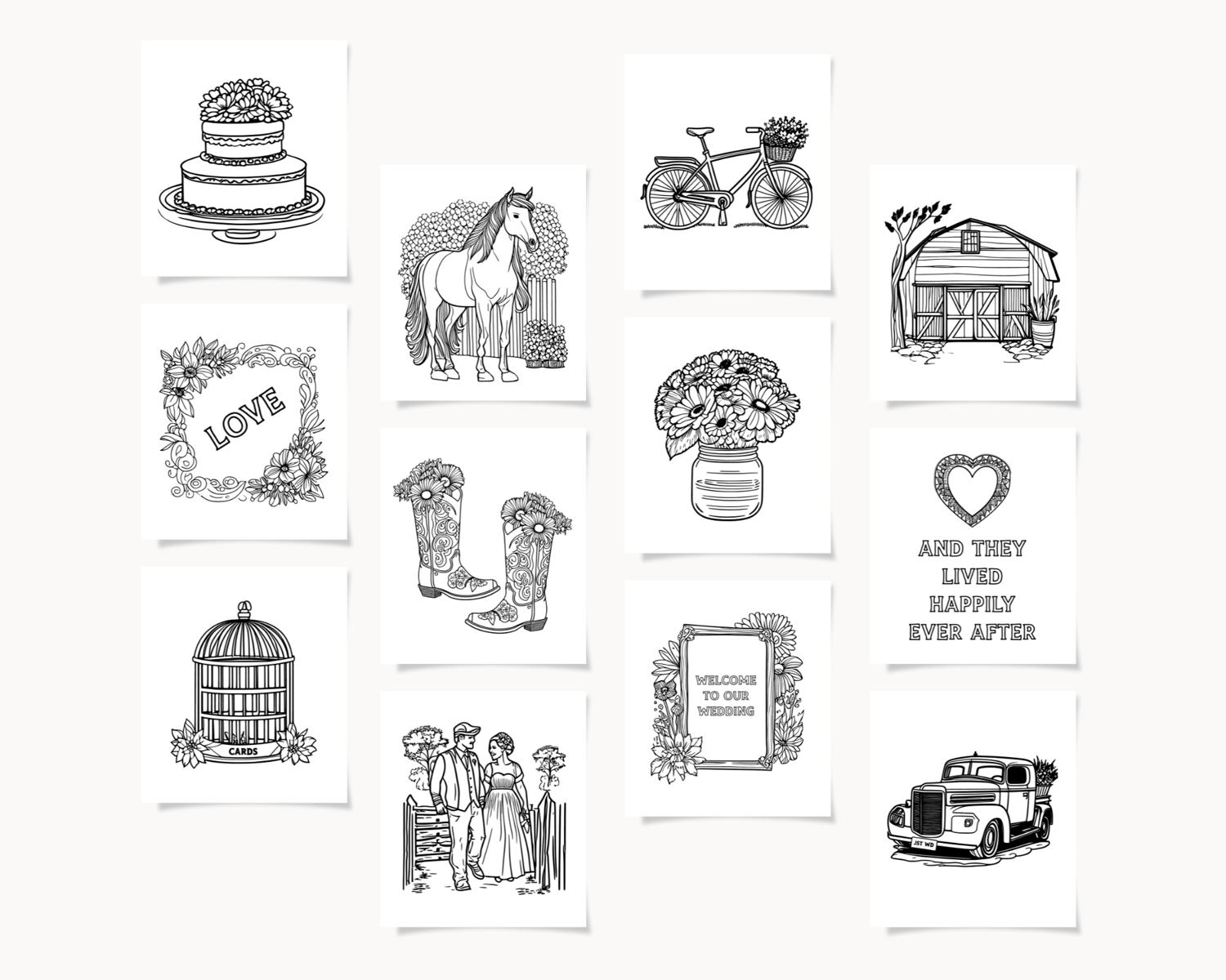 Rustic Country Wedding Kids Coloring Pages