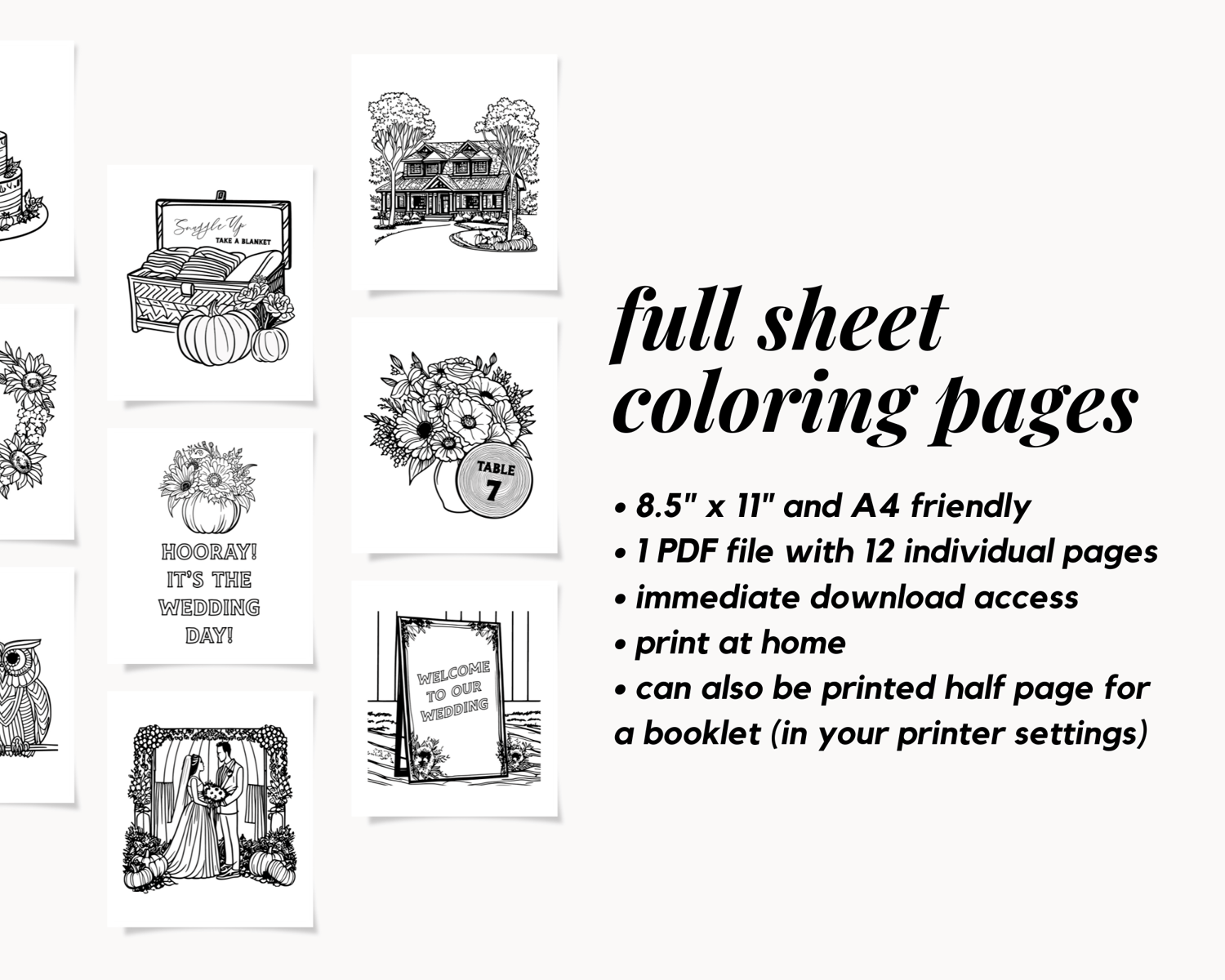 Autumn Wedding Kids Table Coloring Pages