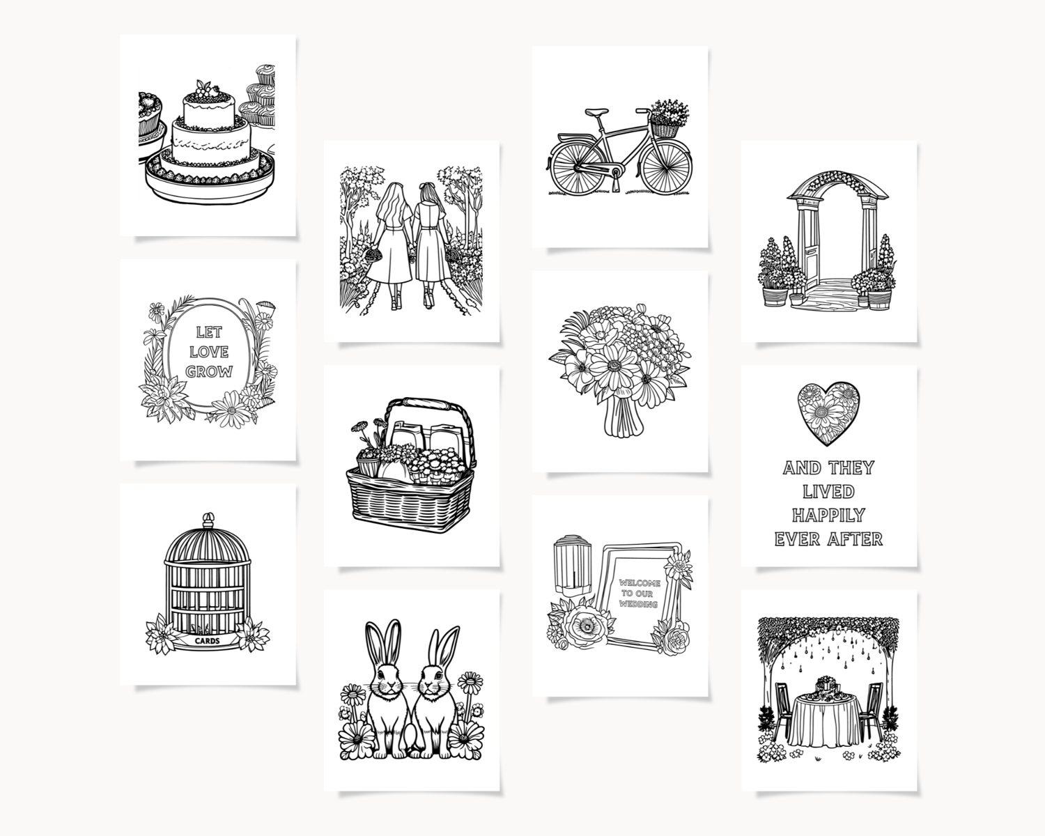 LGBTQ Garden Wedding Kids Table Coloring Pages