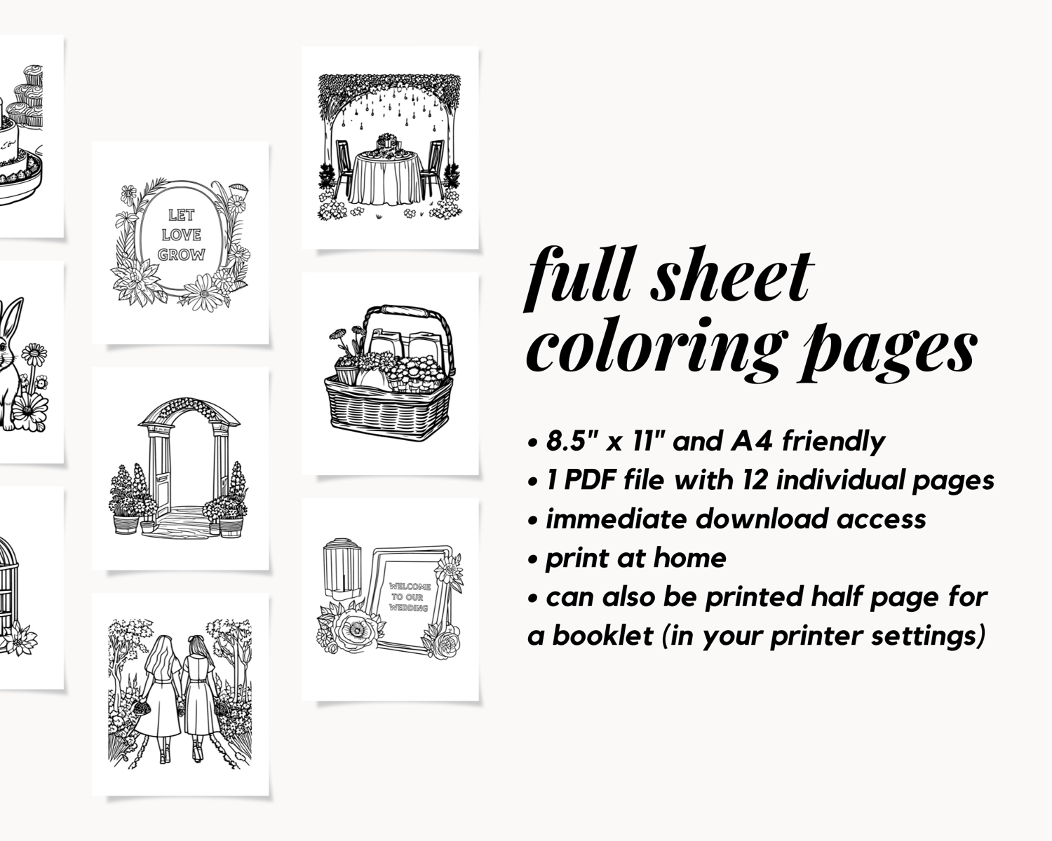 Lesbian Garden Wedding Kids Table Coloring Pages