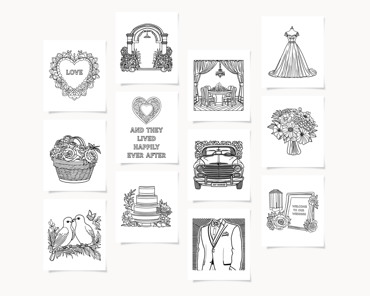 Classic Wedding Kids Table Coloring Pages