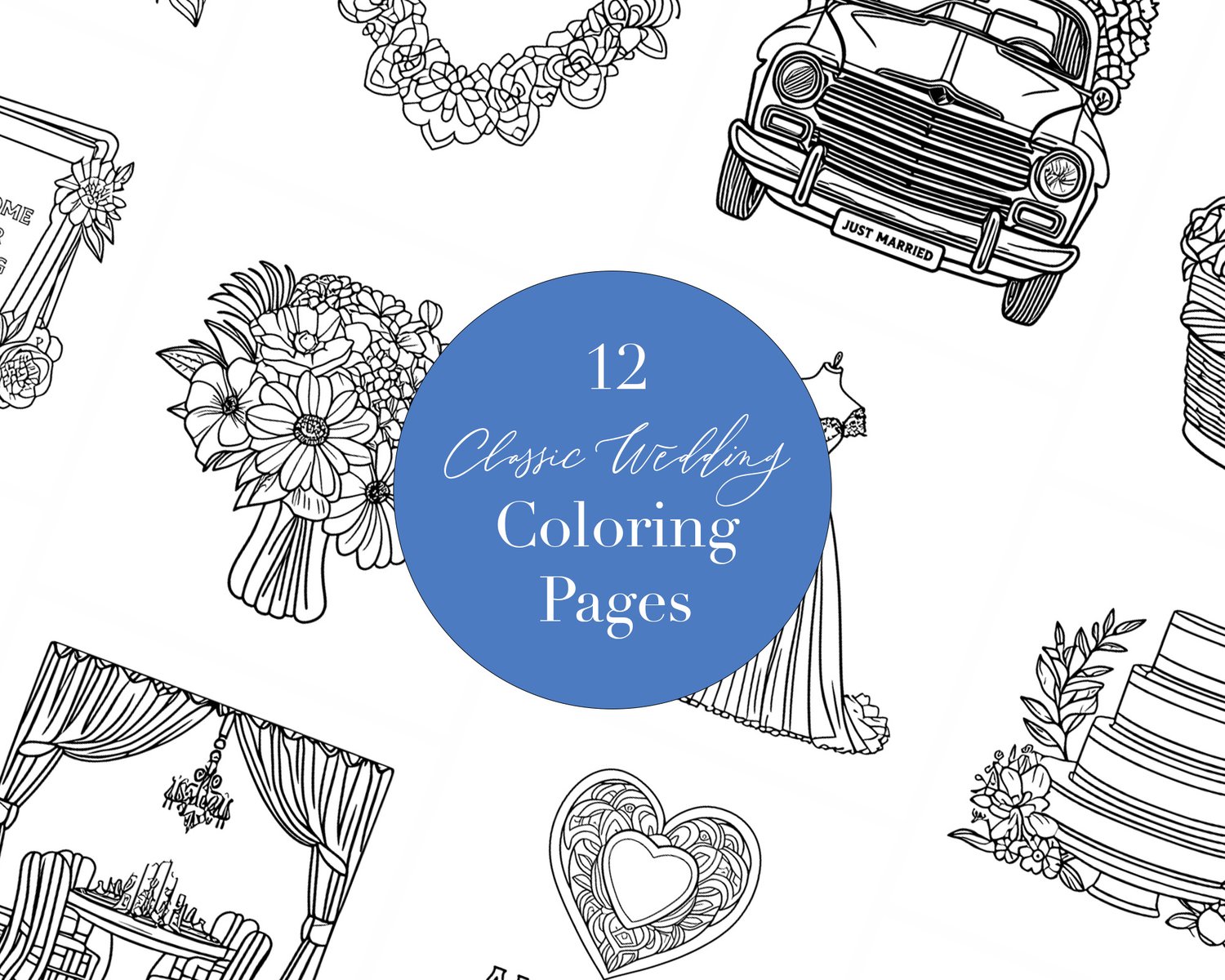 Classic Wedding Kids Table Coloring Pages