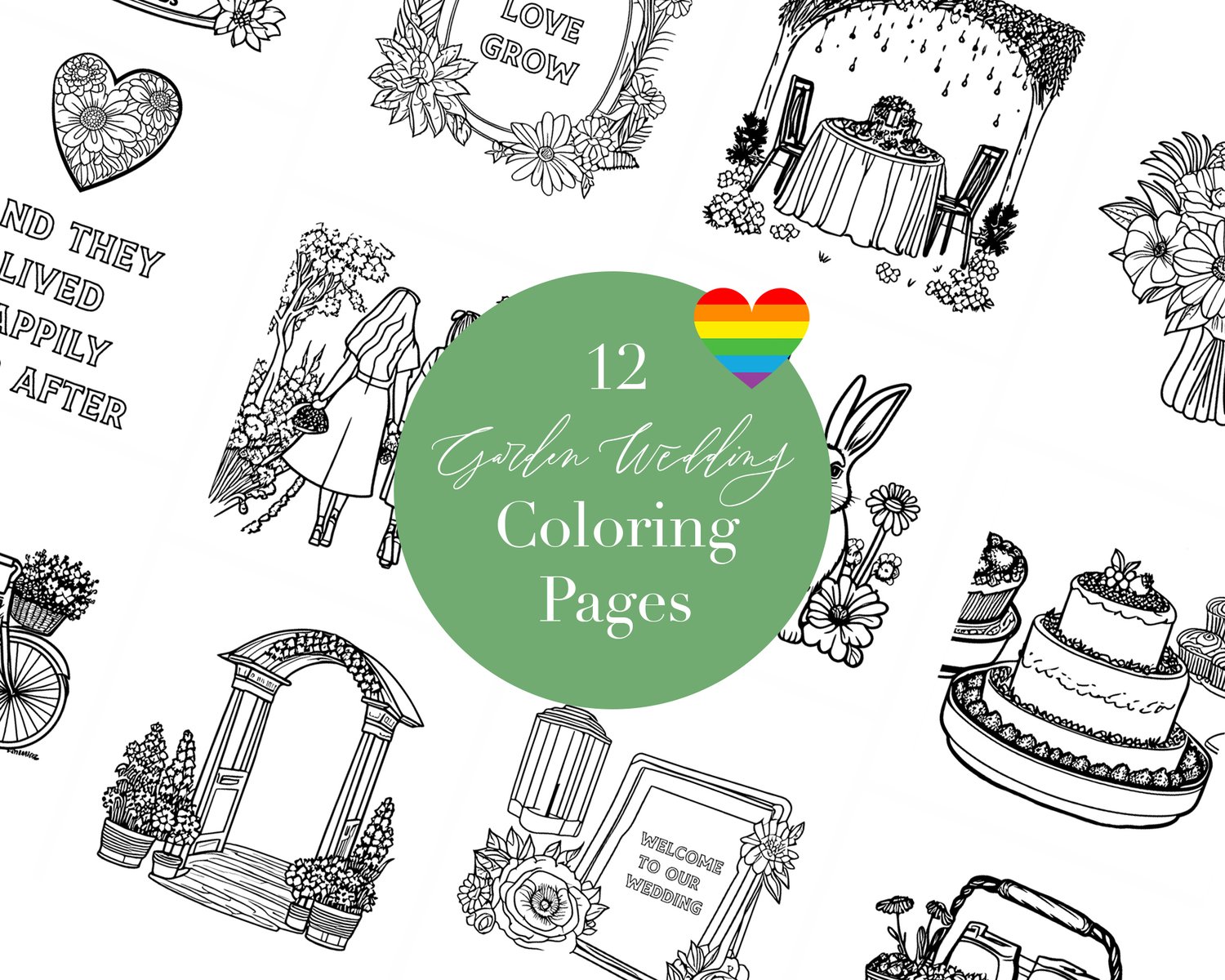 Lesbian Garden Wedding Kids Table Coloring Pages
