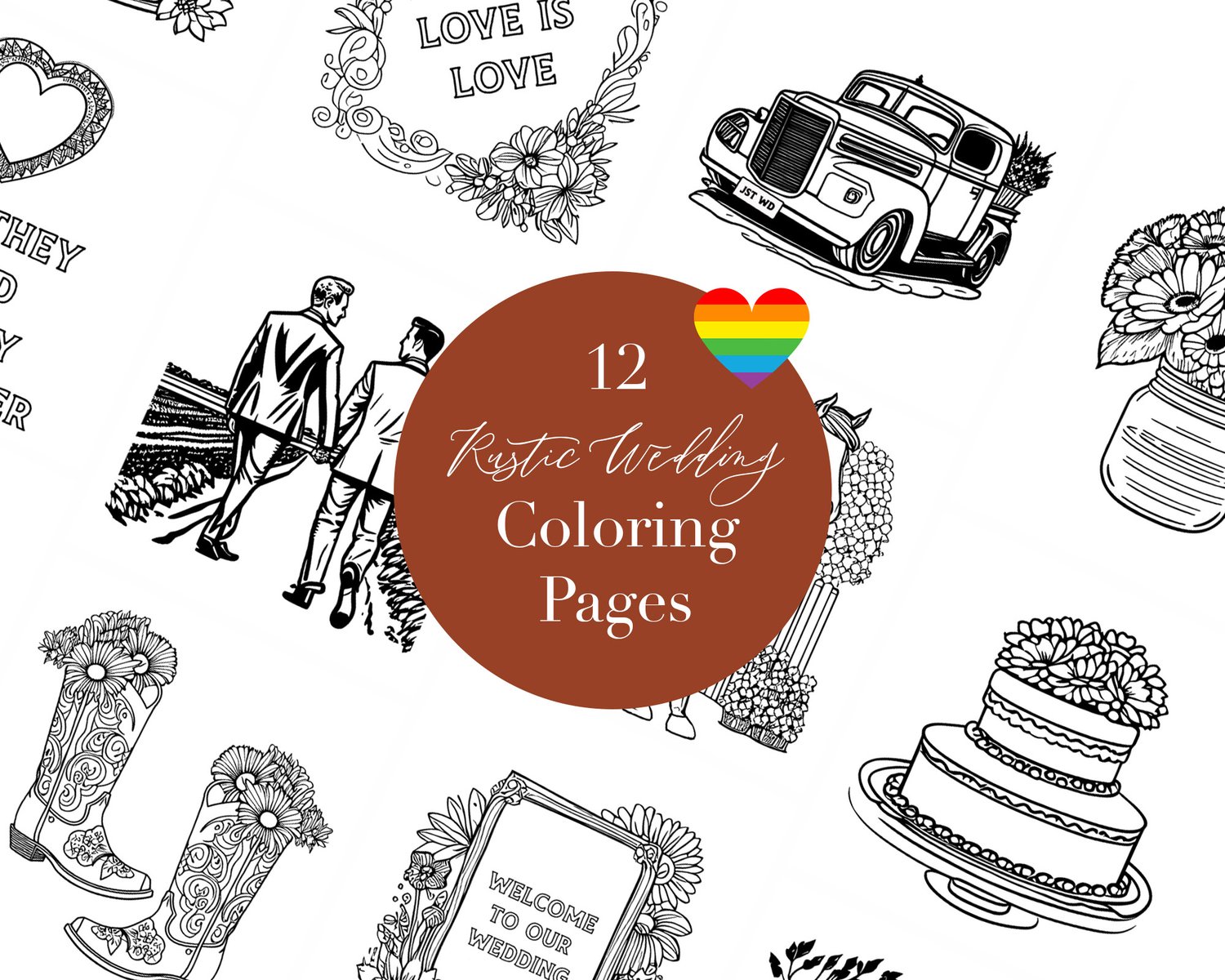 Gay Rustic Wedding Kids Coloring Pages