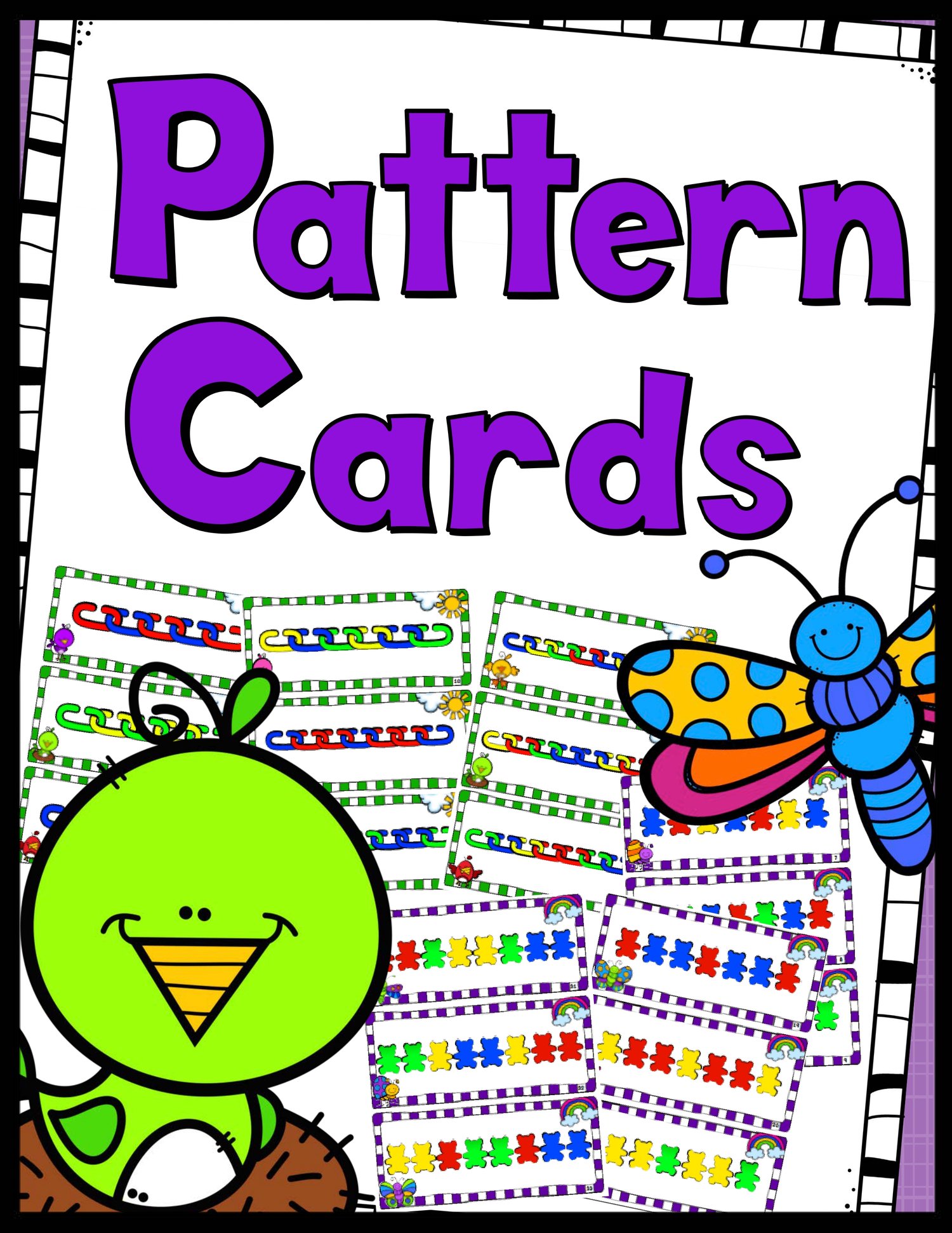 Math Links Cards and Teddy Bear Counter Cards - Pattern Cards