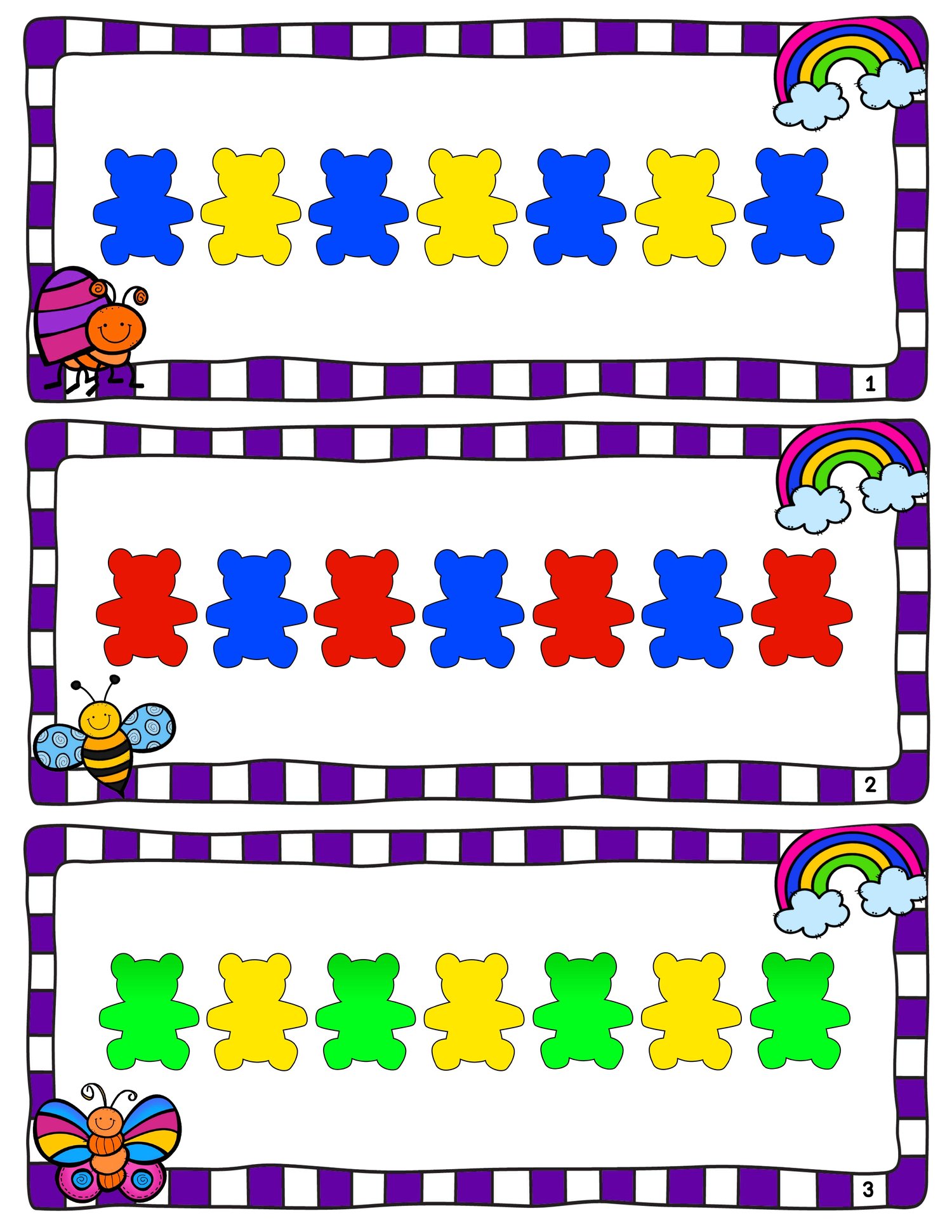 Math Links Cards and Teddy Bear Counter Cards - Pattern Cards