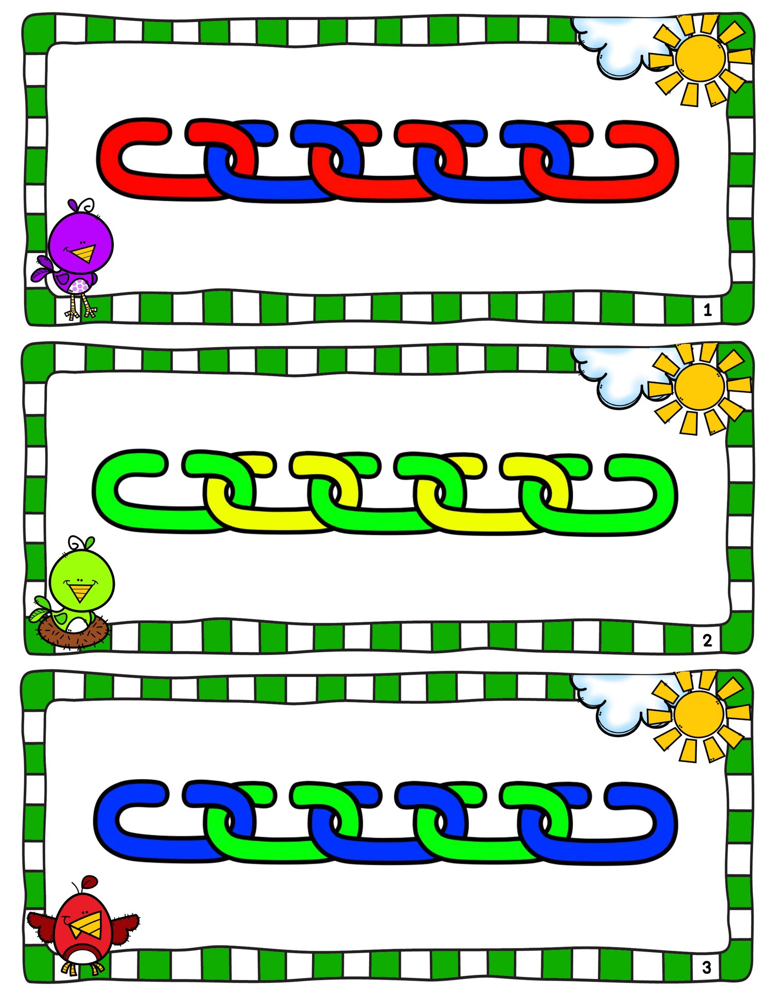 Math Links Cards and Teddy Bear Counter Cards - Pattern Cards