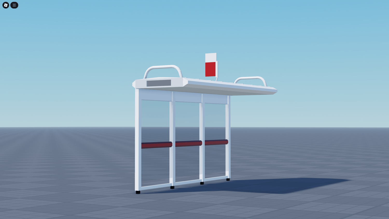 Bus stop with shelter and signage in Roblox