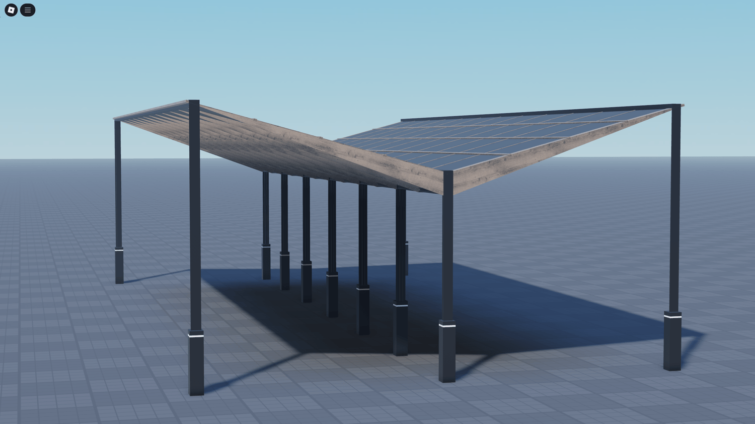 High-detail car canopy structure in Roblox