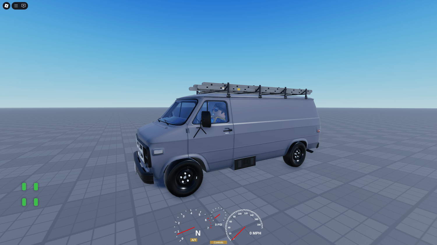 Rear cargo area of vintage utility van