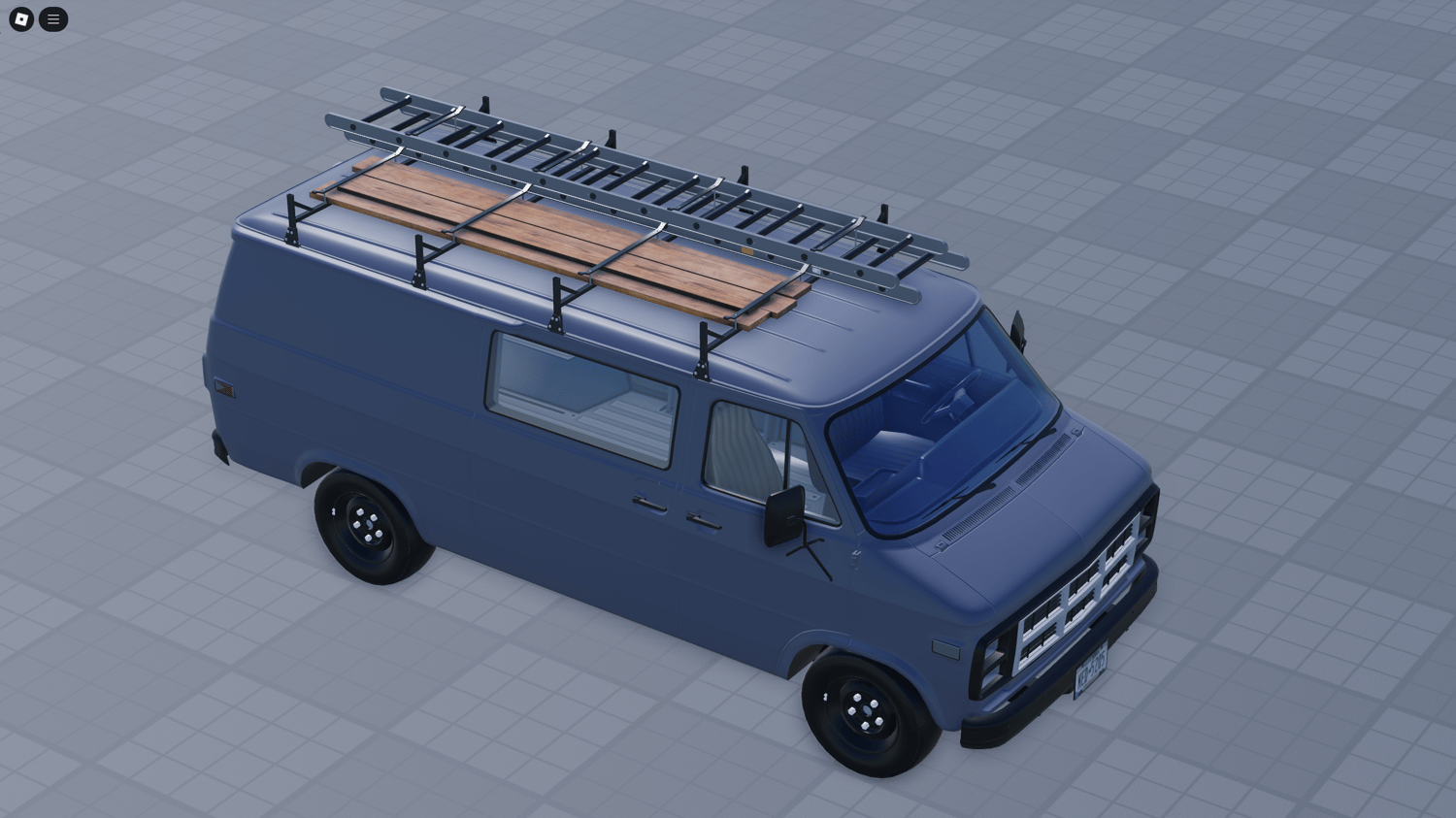 Front view of 80s-style utility vehicle in Roblox