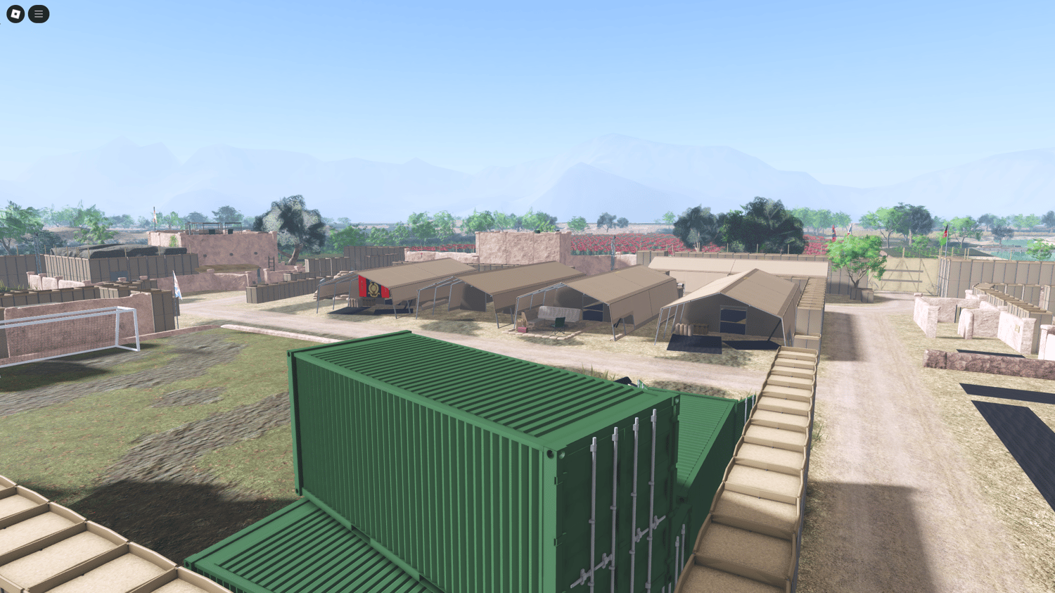 Roblox soldiers walking through Helmand village alley