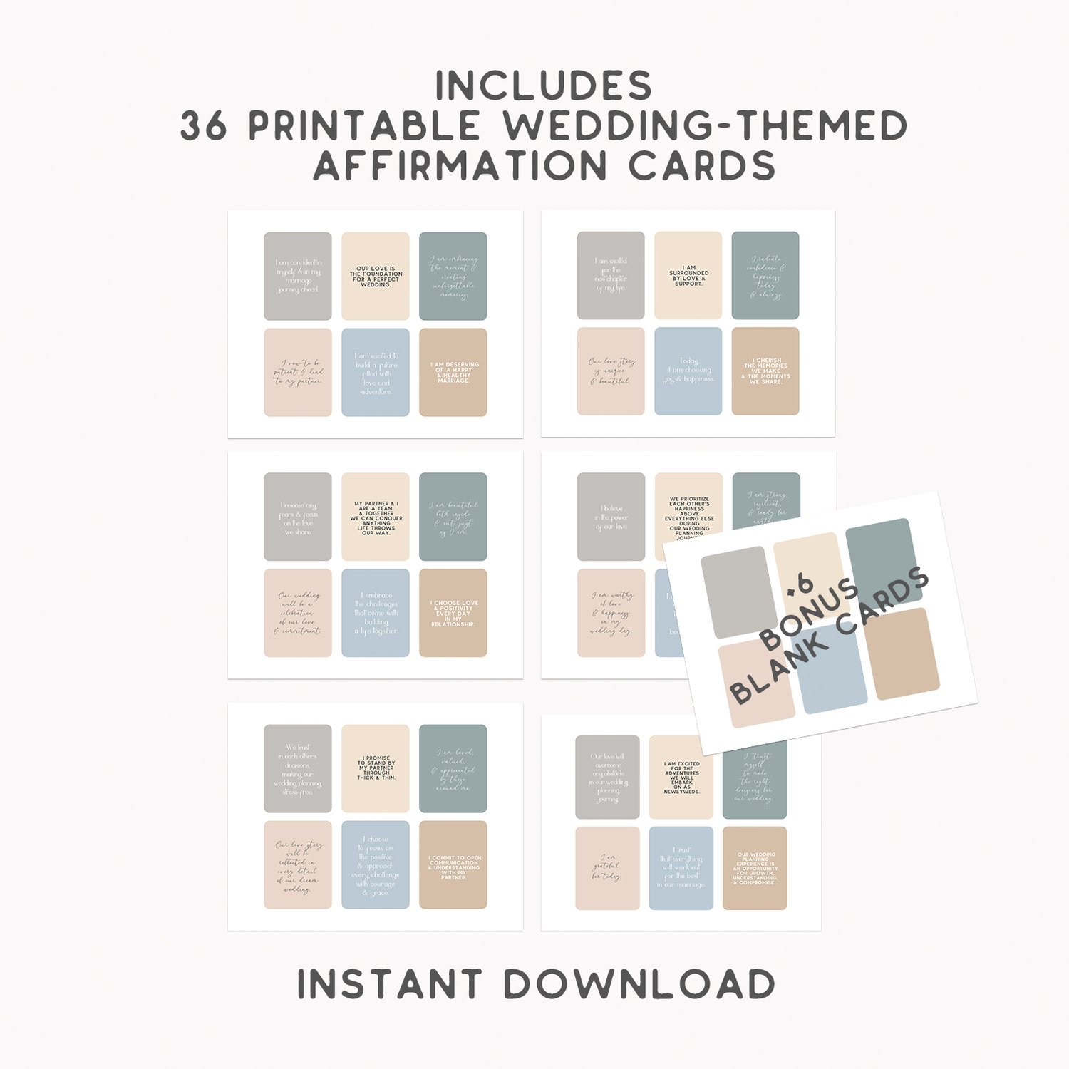 Wedding Affirmation Cards Printable