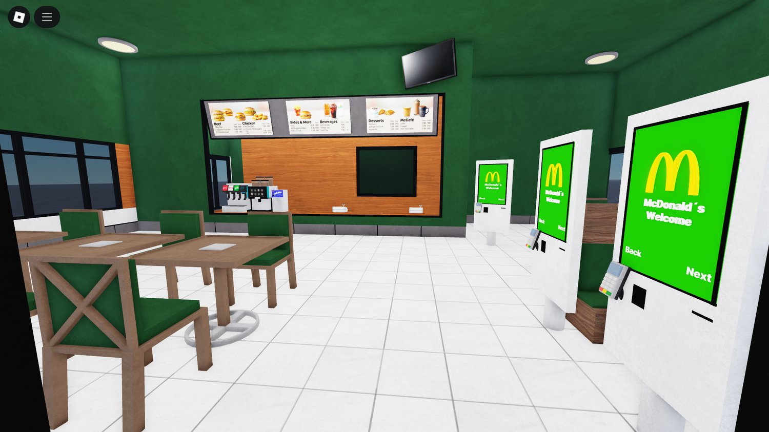 Interior counter area of Roblox McDonalds