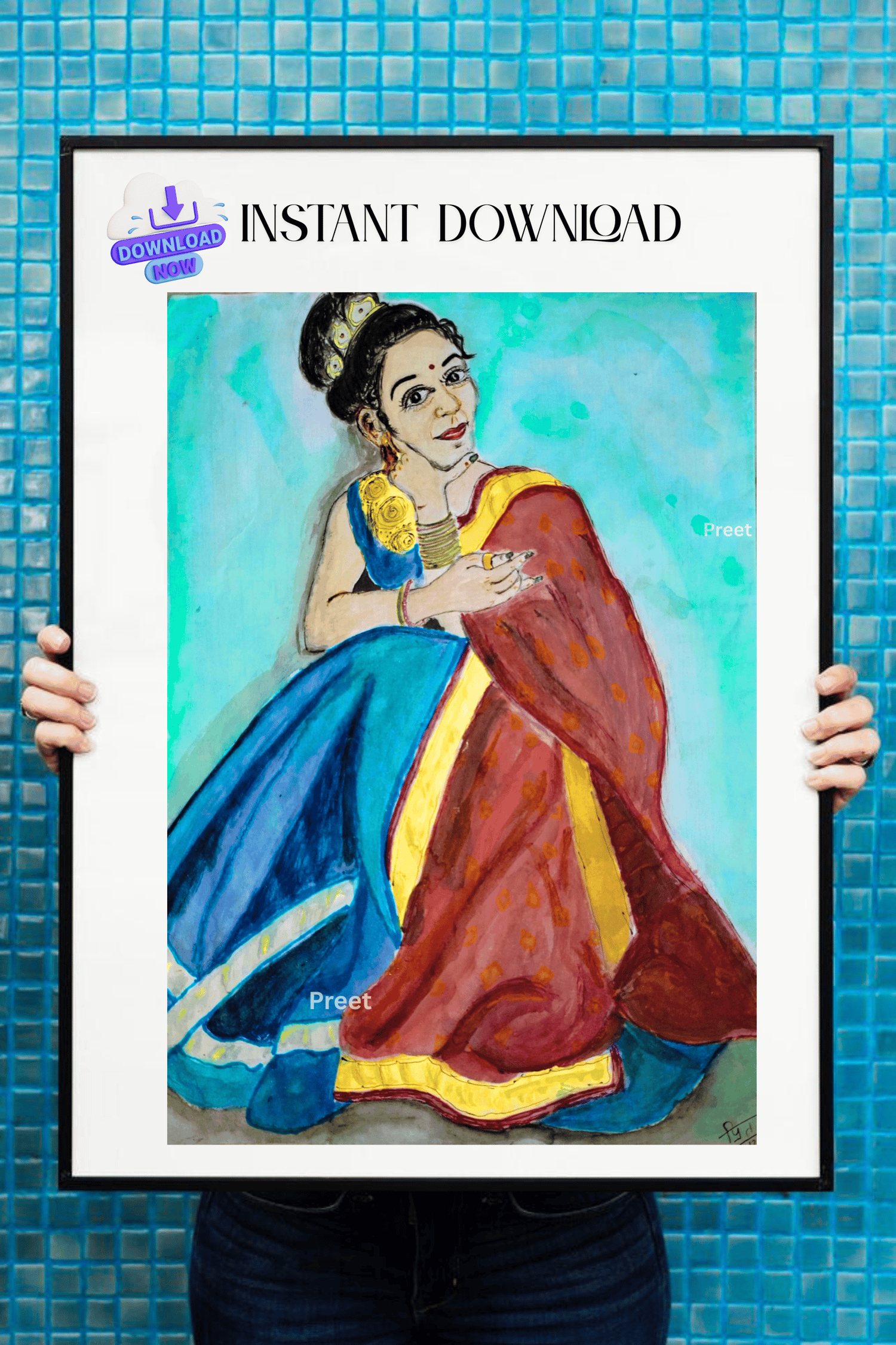 HandmadeWatercolor #IndianWomanArt #SelfLoveArt #PrintableWallArt #CulturalDecor #ArtistWall #DigitalDownloadArt #FeminineStrength #TraditionalSareeArt #YogaRoomDecor #EmotionalPainting #MonsoonMoodArt #ArtForHer #GirlsRoomWallArt #SupportIndianArtists
