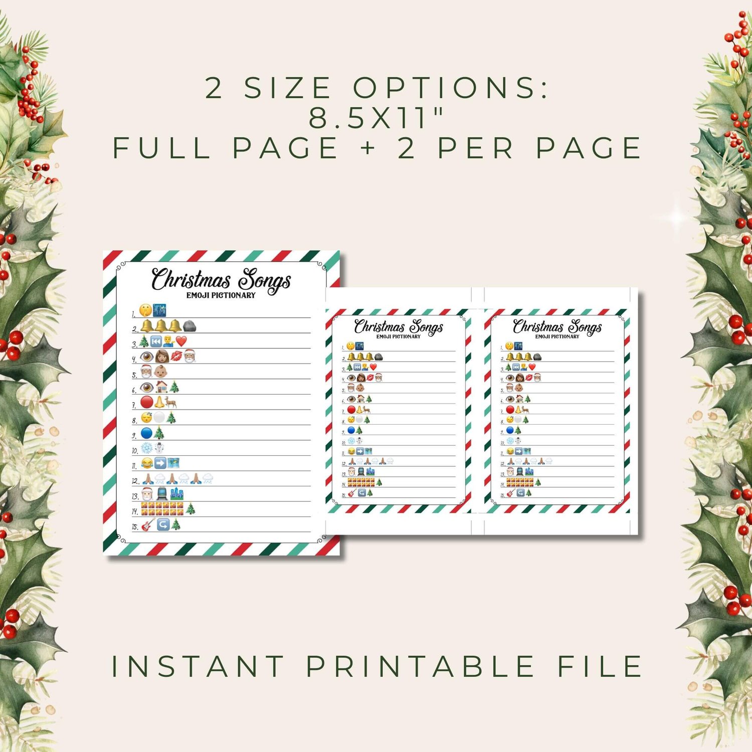 Christmas Emoji Pictionary Game Bundle – Fun Holiday Movies, Songs & Words