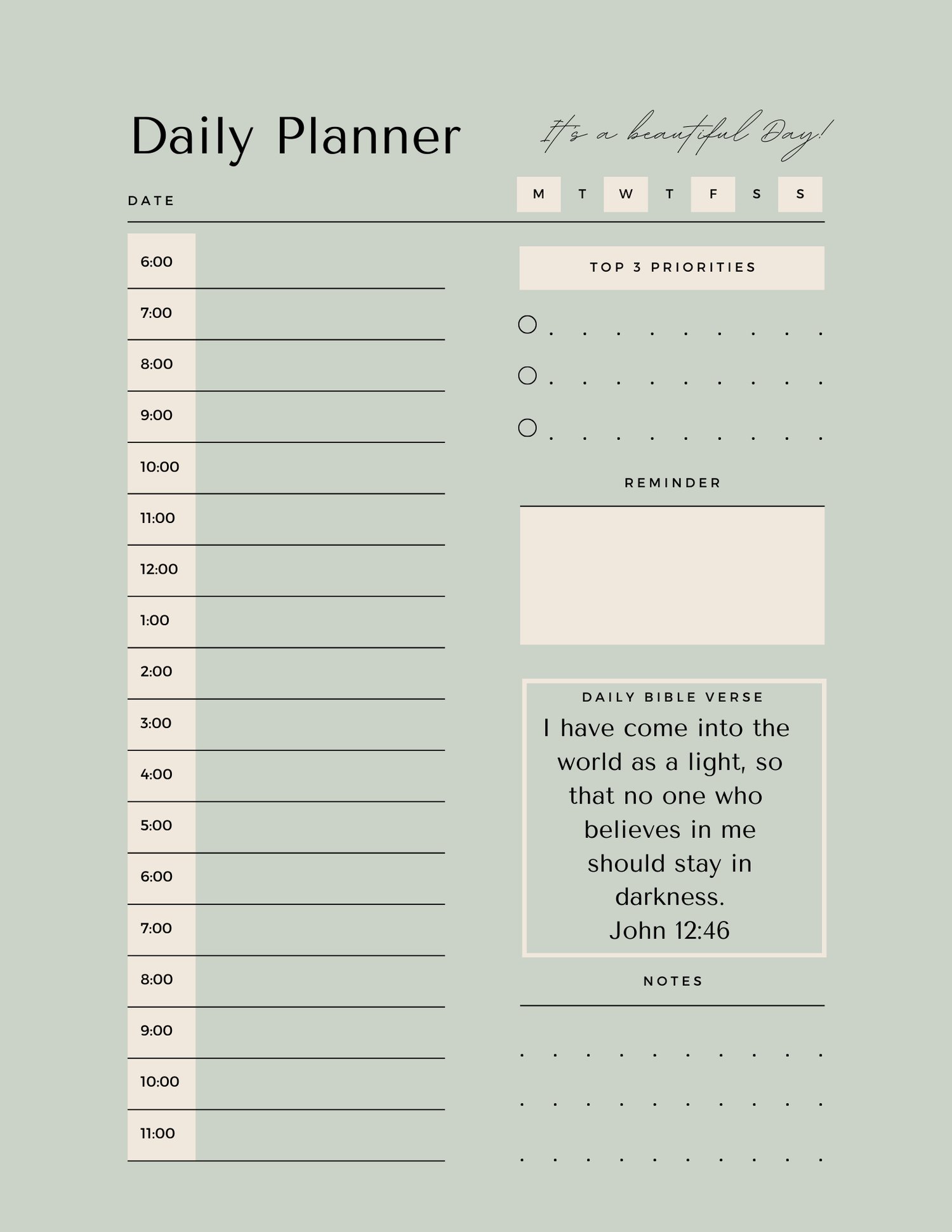 Organize your life and nurture your spirit with our Daily Bible Verse digital download planner.     Enjoy reading verses that will bring about your best day! Designed to inspire and motivate. Use on a tablet or print out pages for daily use.    30 Differe