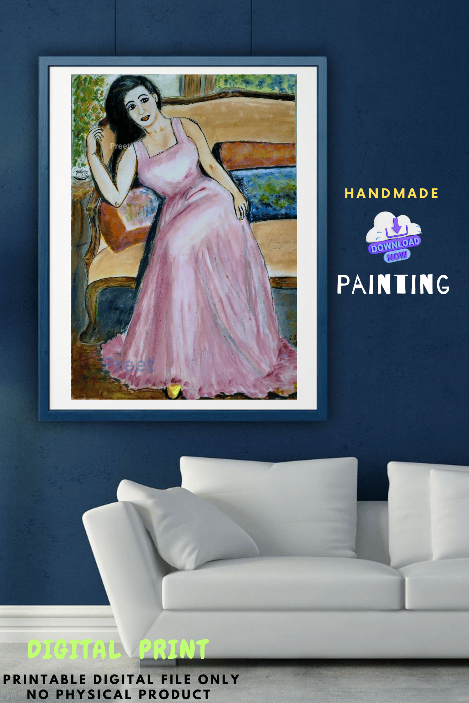 WatercolorArt #PrintableWallArt #FeminineEnergy #GiftForHer #HandmadeDigitalArt #ArtistWall #IndianArtist #SelfLoveDecor #CozyVibes #PinkGownPortrait #VintageInspo #EmotionalArt #HomeDecorLover