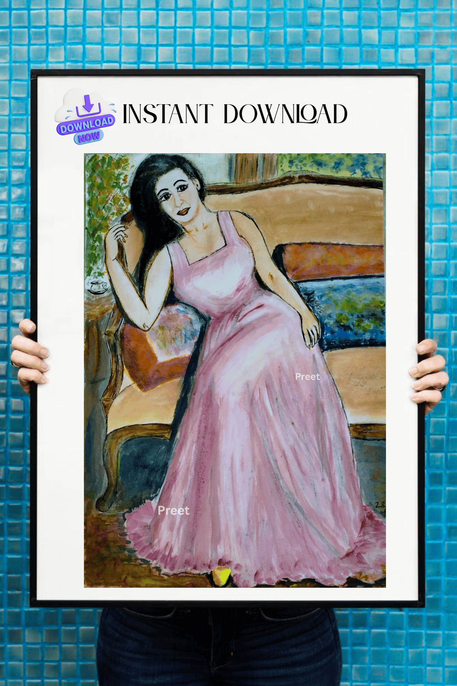 WatercolorArt #PrintableWallArt #FeminineEnergy #GiftForHer #HandmadeDigitalArt #ArtistWall #IndianArtist #SelfLoveDecor #CozyVibes #PinkGownPortrait #VintageInspo #EmotionalArt #HomeDecorLover
