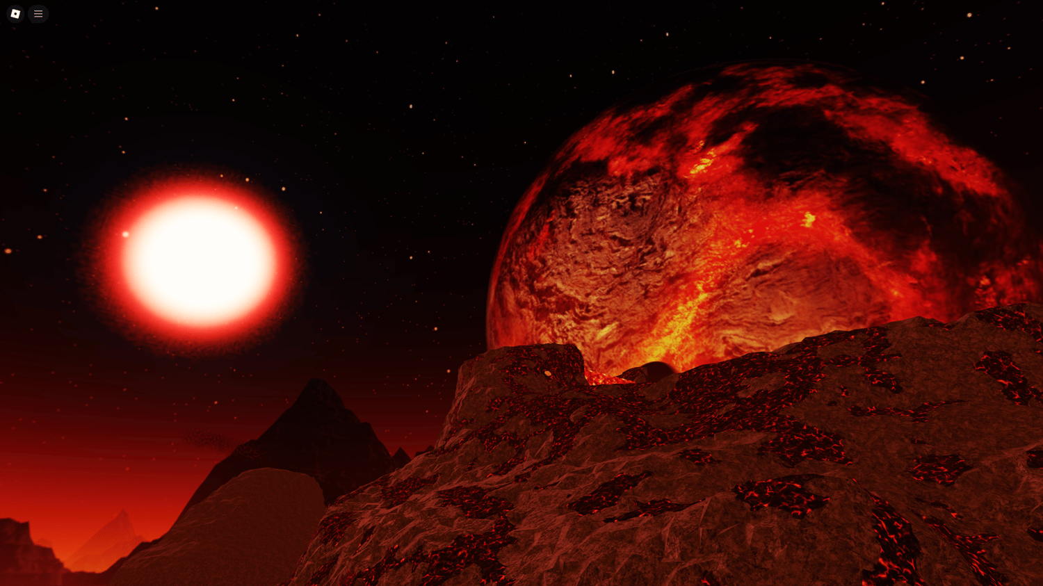 Roblox lava terrain with flowing molten rivers