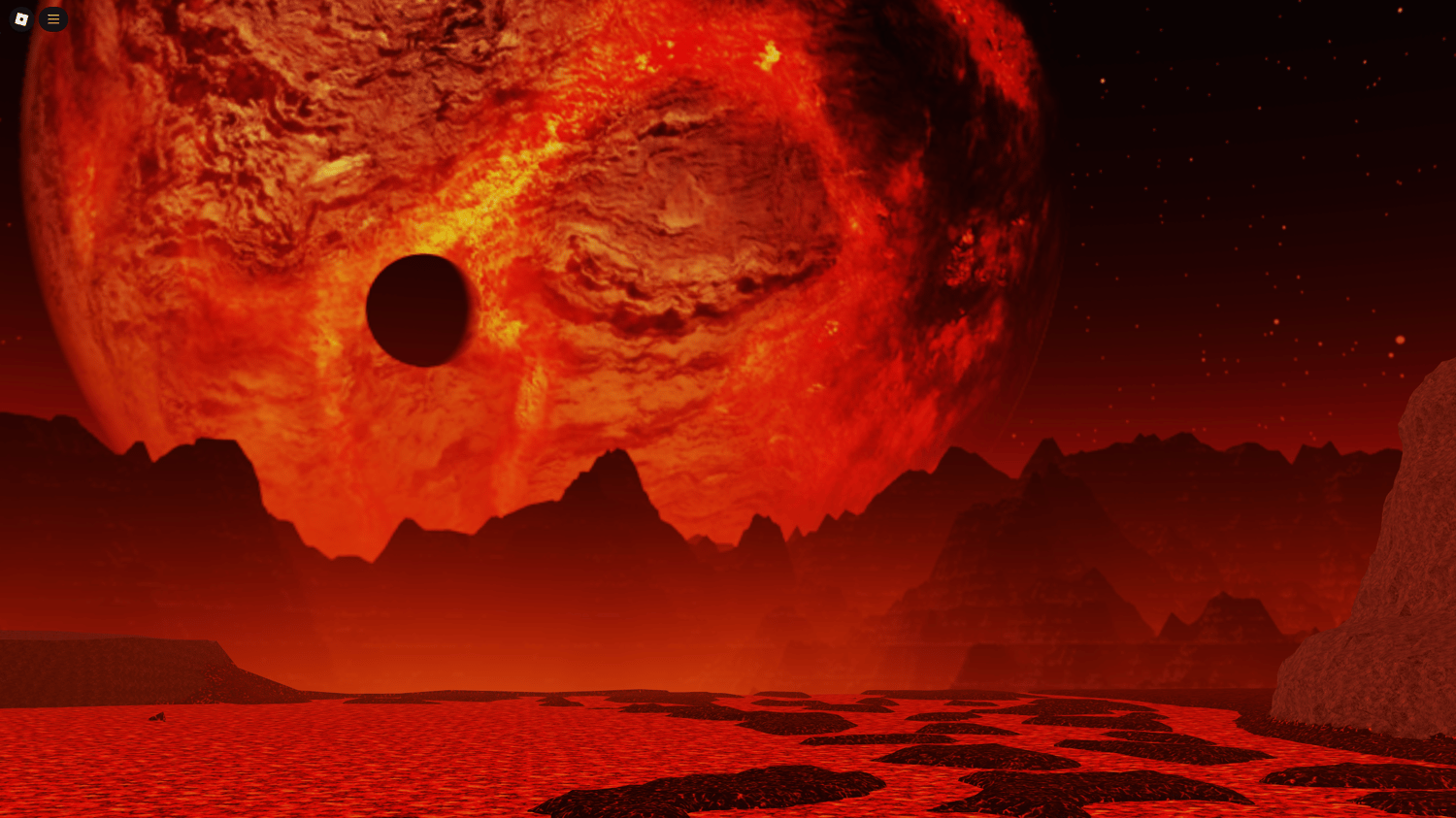 Scary ash sky and lava-covered Roblox ground