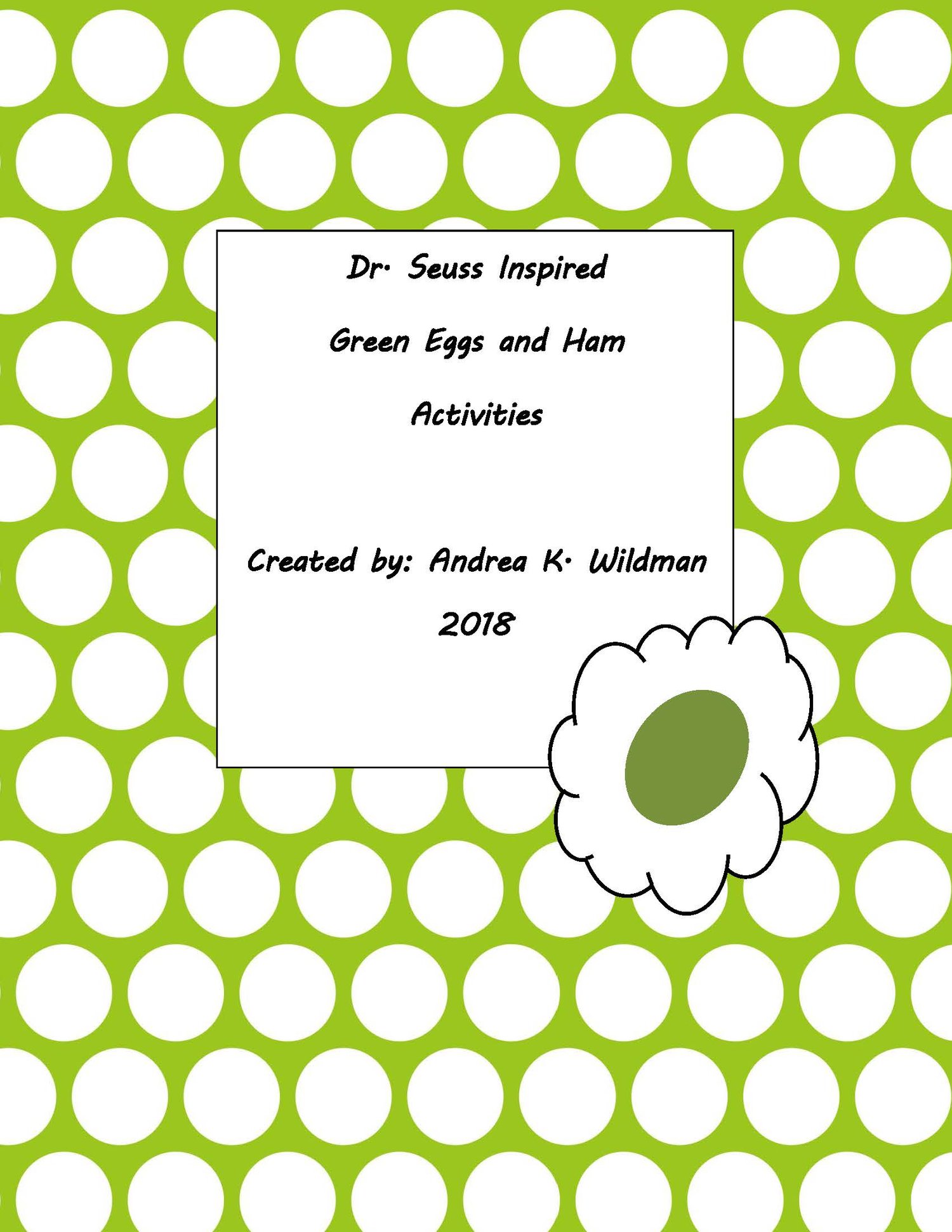 Dr. Seuss inspired Activity Pages for Green Eggs and Ham