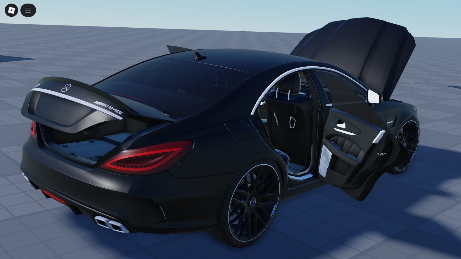 Close-up of AMG badge and front grille