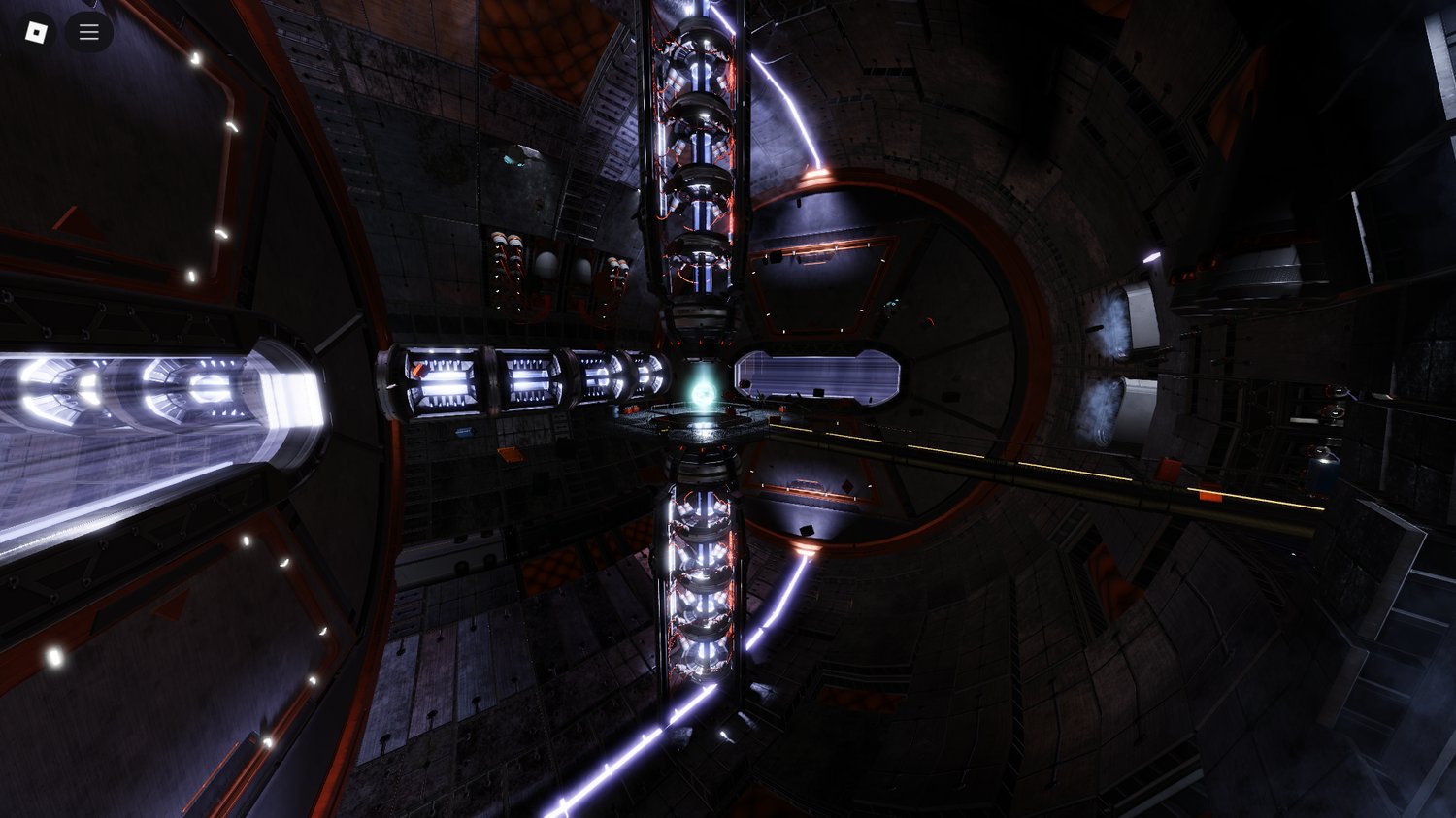 Shuttle bay with spacecraft docked in background