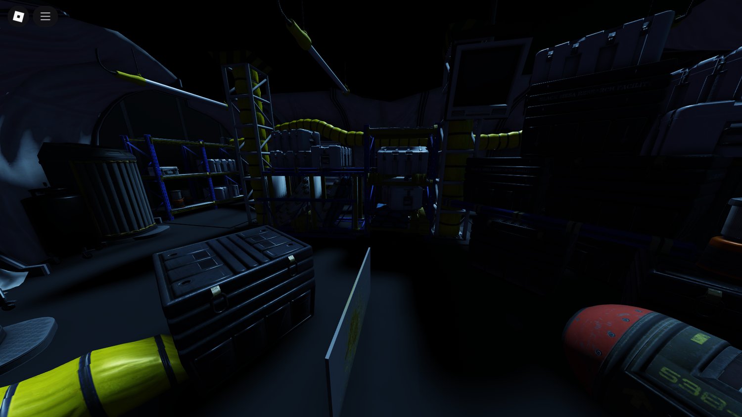 Server room inside the lab with blinking lights