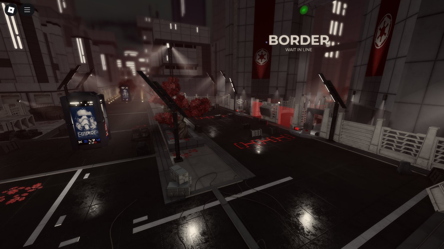 Rebel team member with blaster in sci-fi alley