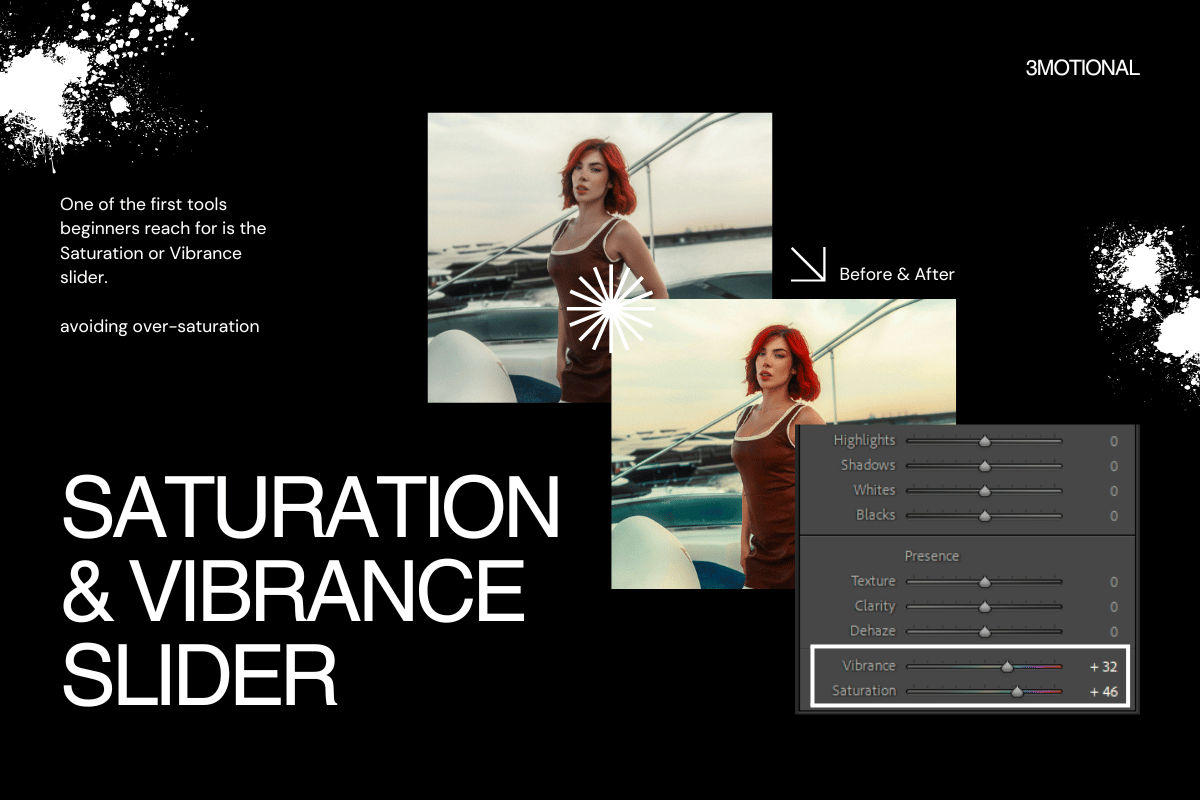 Split photo showing a side-by-side comparison of an over-saturated, overexposed image versus a properly color-graded photo in Lightroom, with text overlay reading ‘4 Common Lightroom Grading Mistakes to Avoid’
