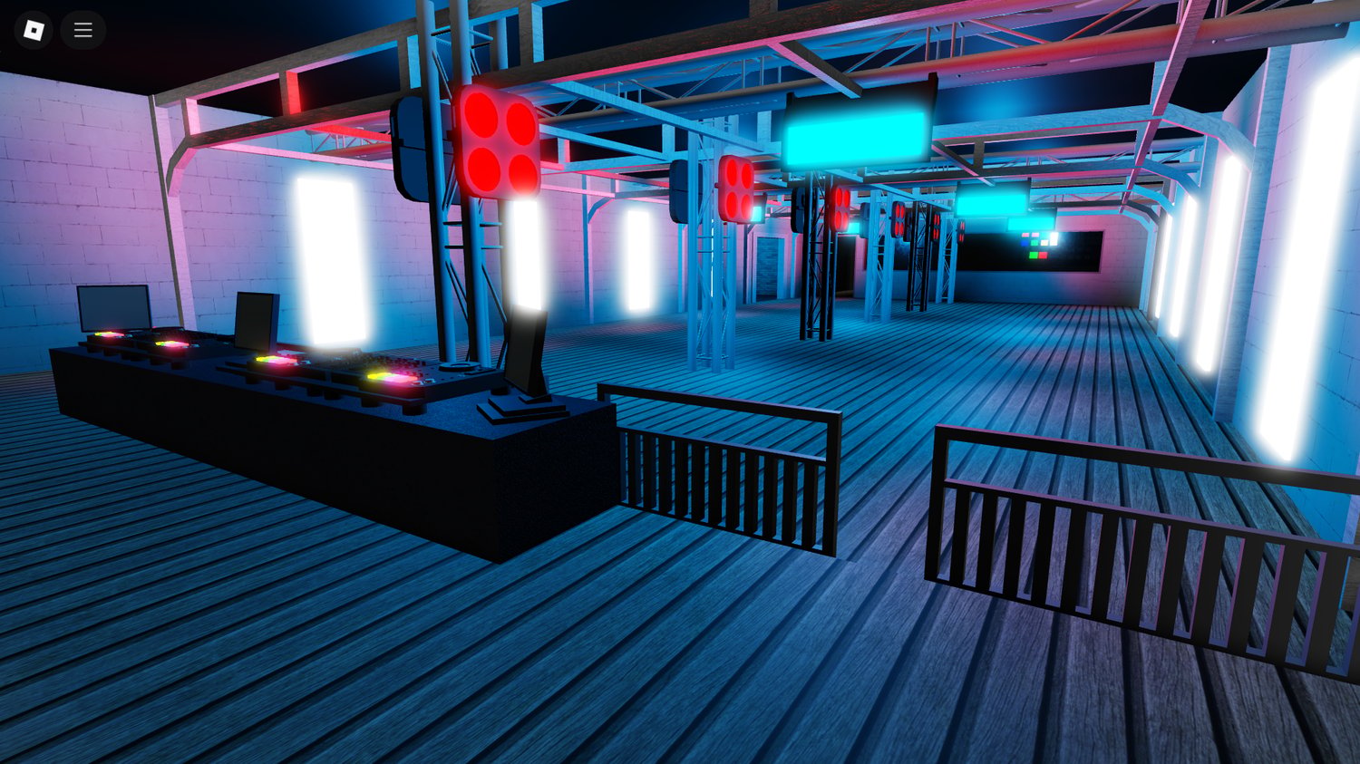 Dance floor with custom lighting effects inside Pulse Night Club RP environment