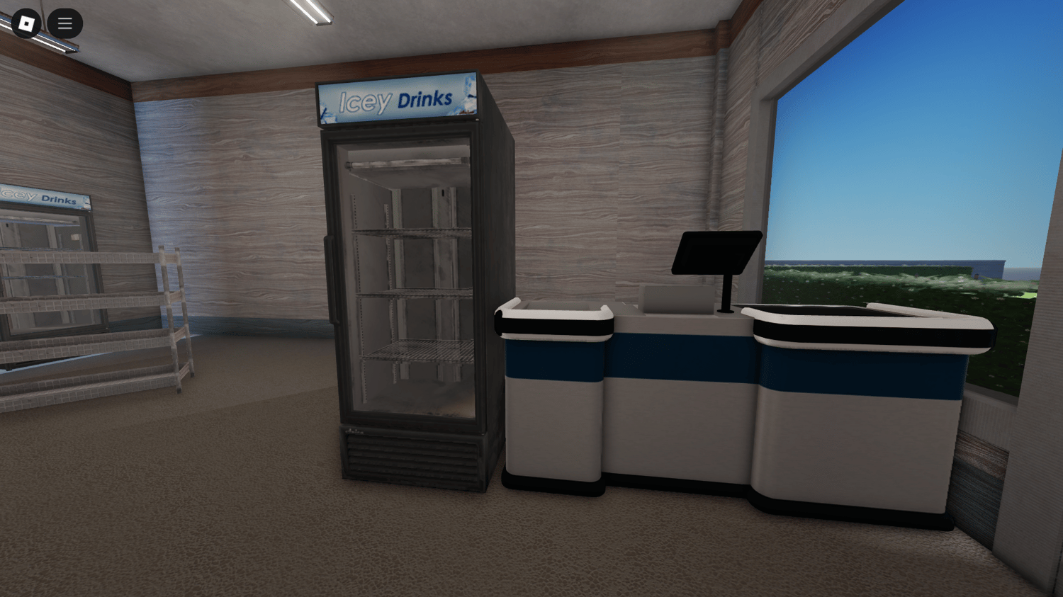 HQ gas station with parking lot and canopy roof – perfect for urban Roblox games
