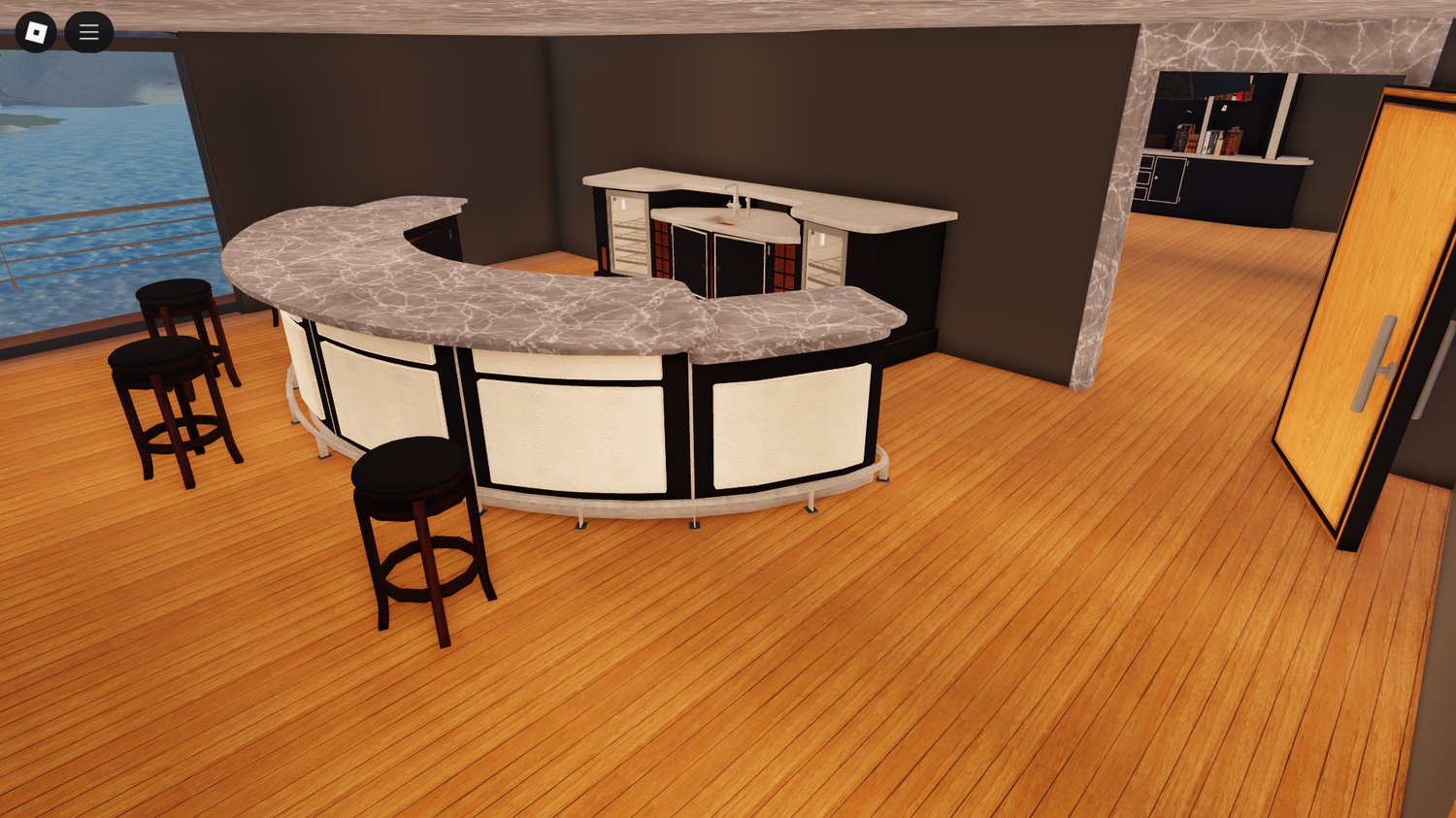 Captain’s bridge and steering deck in Roblox luxury yacht asset