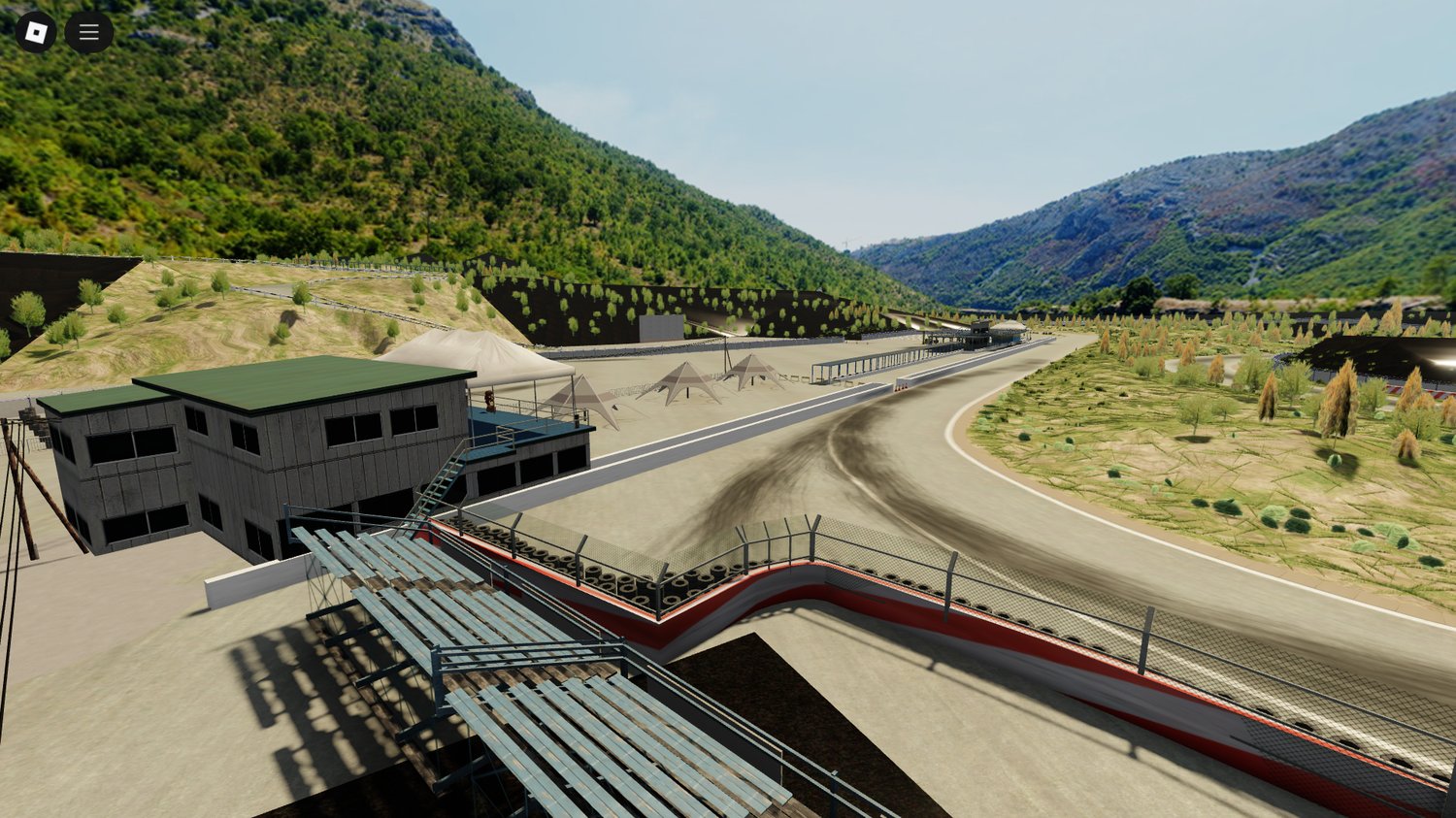 Suzuki Twin Circuit Roblox map – realistic racing track with pit lanes and garages