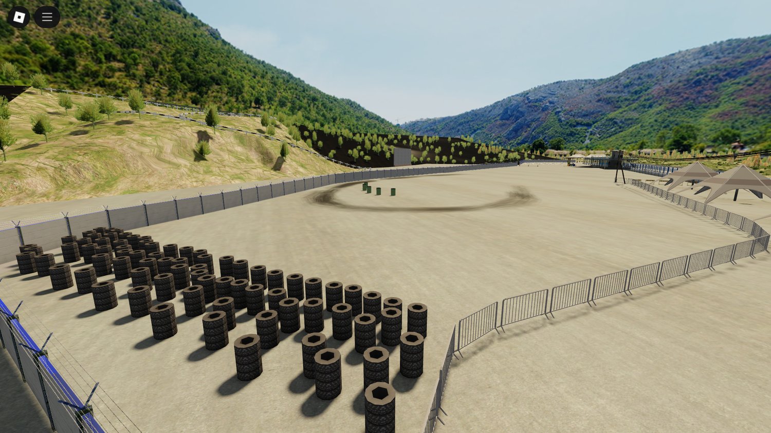 Overhead view of Roblox Twin Circuit with immersive asphalt textures